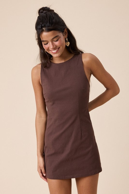 Brown Boatneck Romper