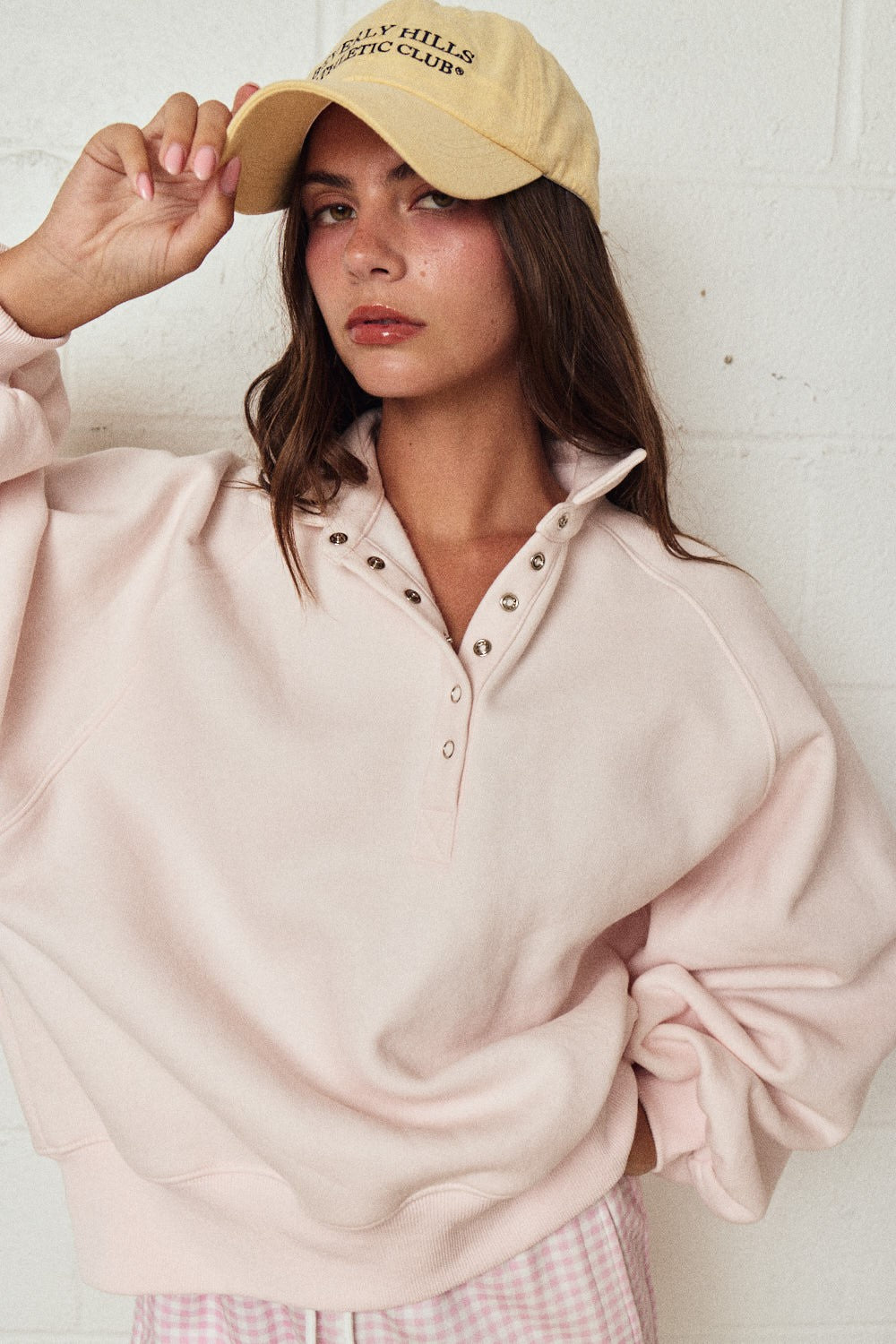 Light Pink Snap Button Pullover