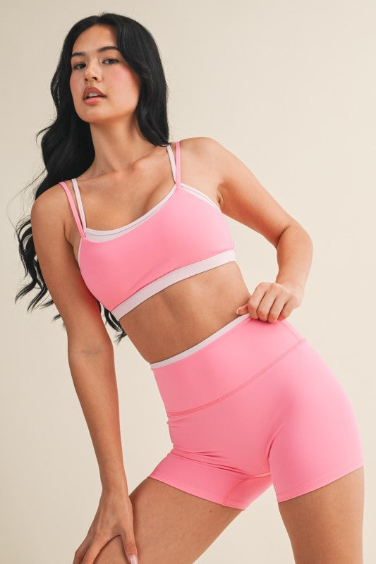 Layered Sports Bra (Hot Pink)