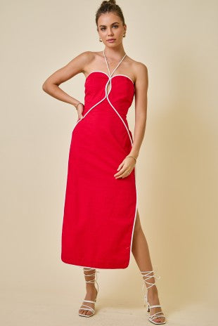 Varsity Line Dress (Red/White)