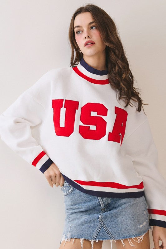 USA Varsity Sweatshirt (White)