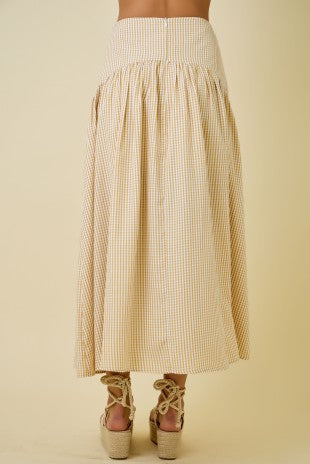 Honey Gingham Midi Skirt