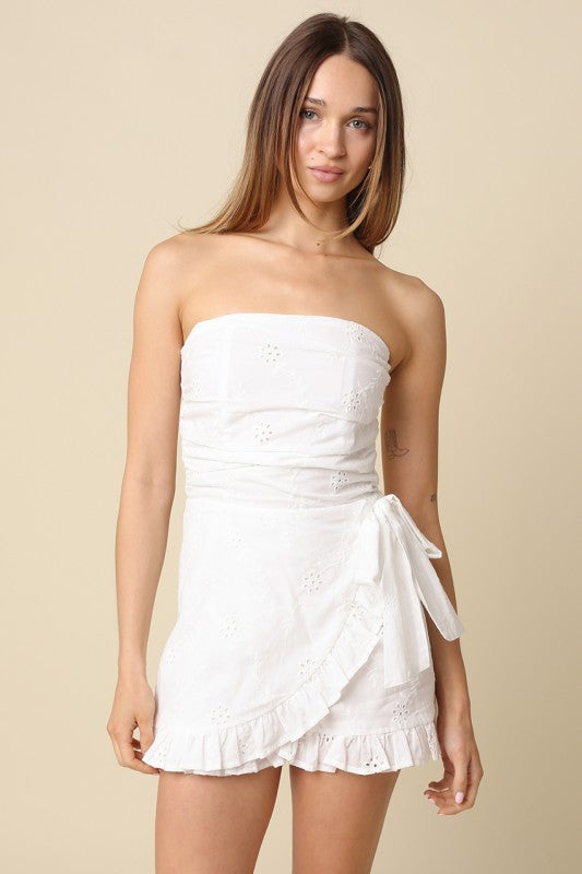 Ivory Eyelet Wrap Romper