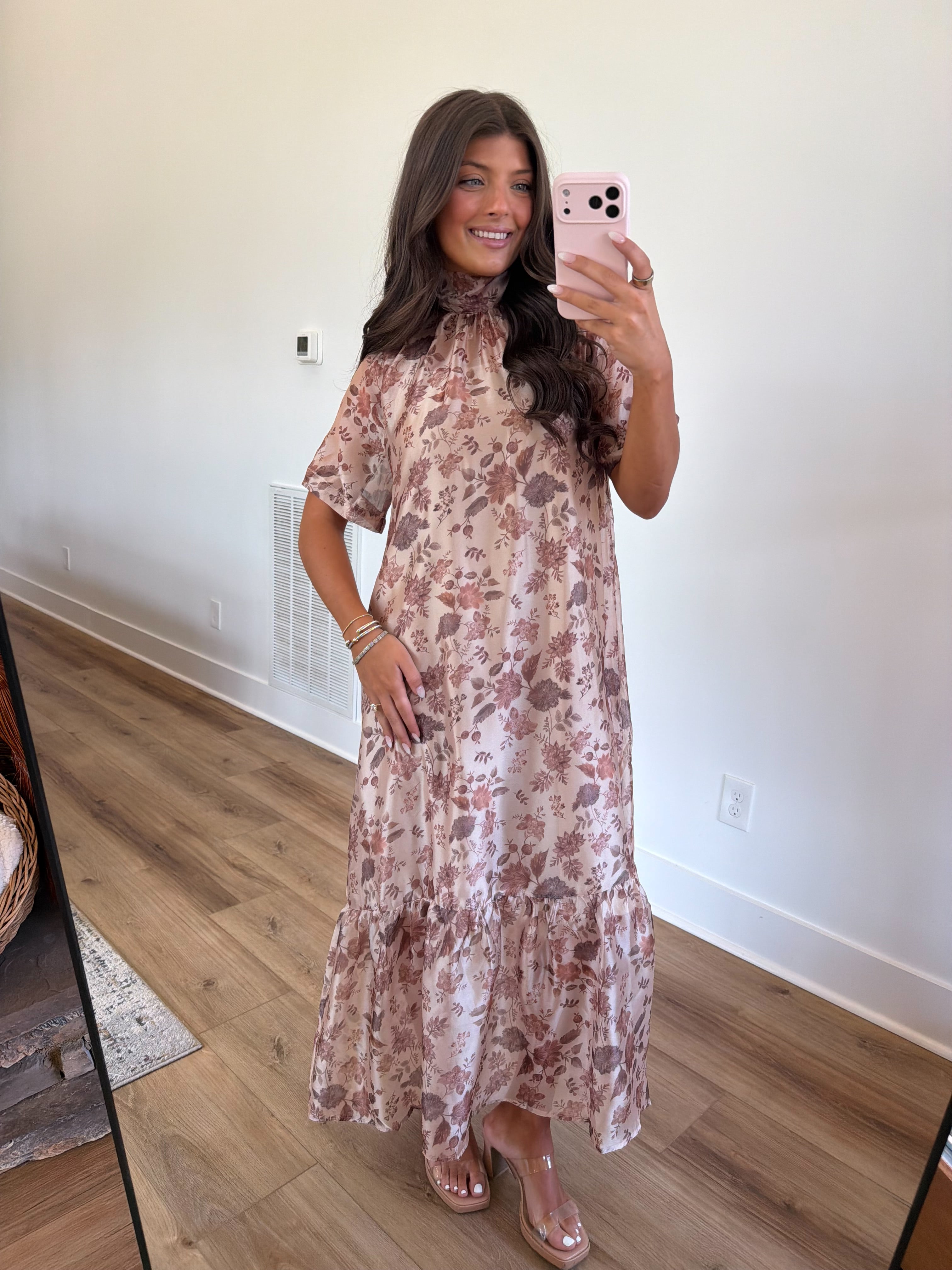 Floral Archive Dress (Taupe) (PRE-ORDER (1-2 weeks)/ Restock