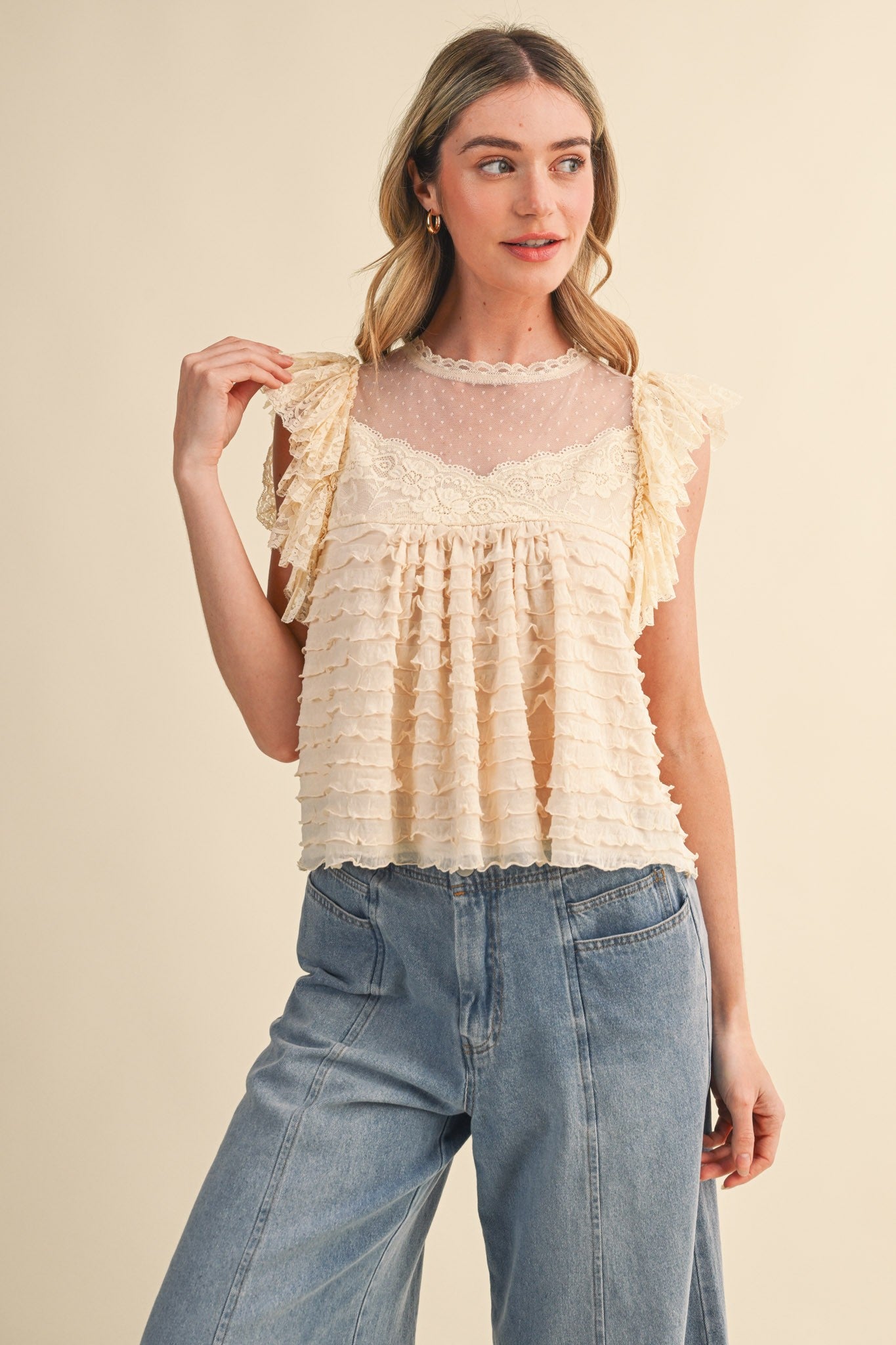 Buttercream Lace Top