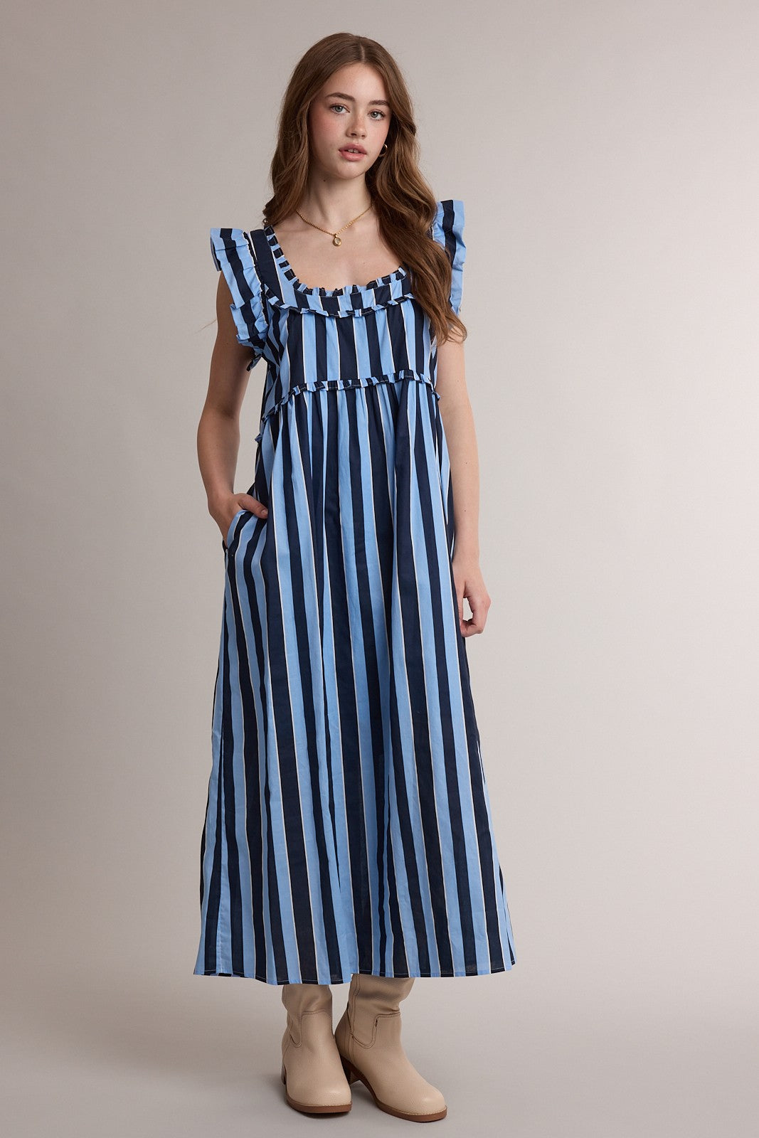 Navy Ridge Stripe Maxi