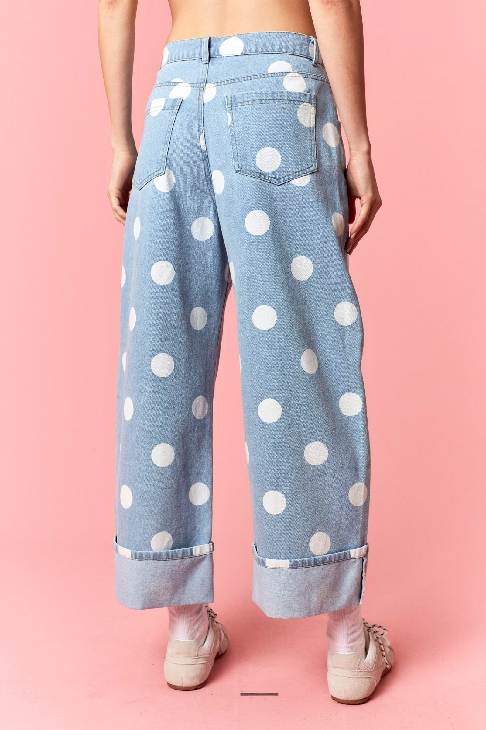 Denim Polka Dot Cuffed Jeans