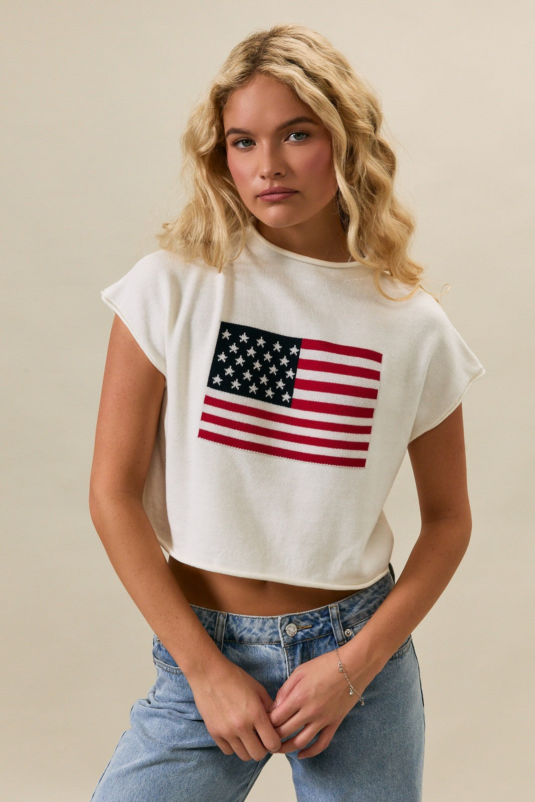 American Flag Cap Sleeve Top