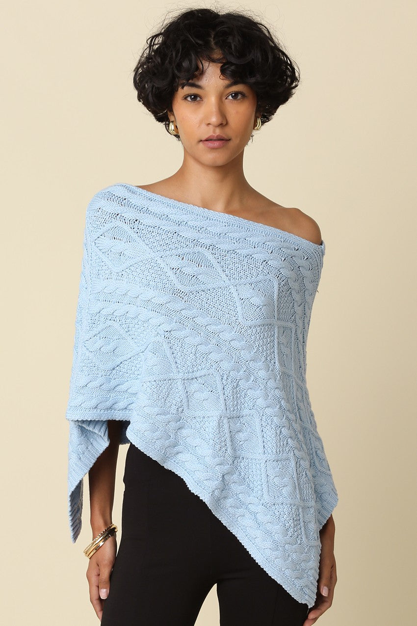 Ollie Sweater Poncho (Baby Blue)
