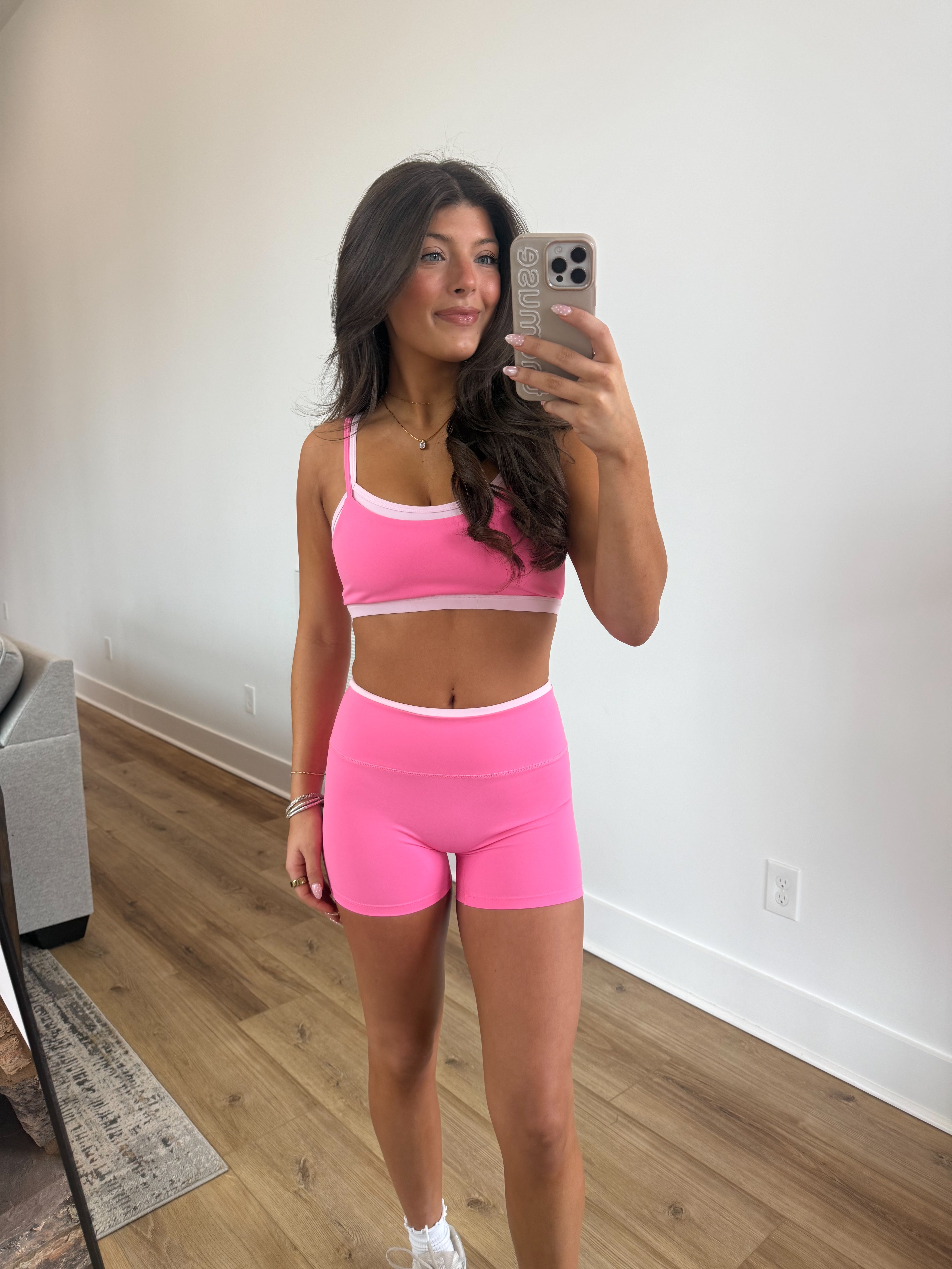 Layered Biker Shorts (Hot Pink)