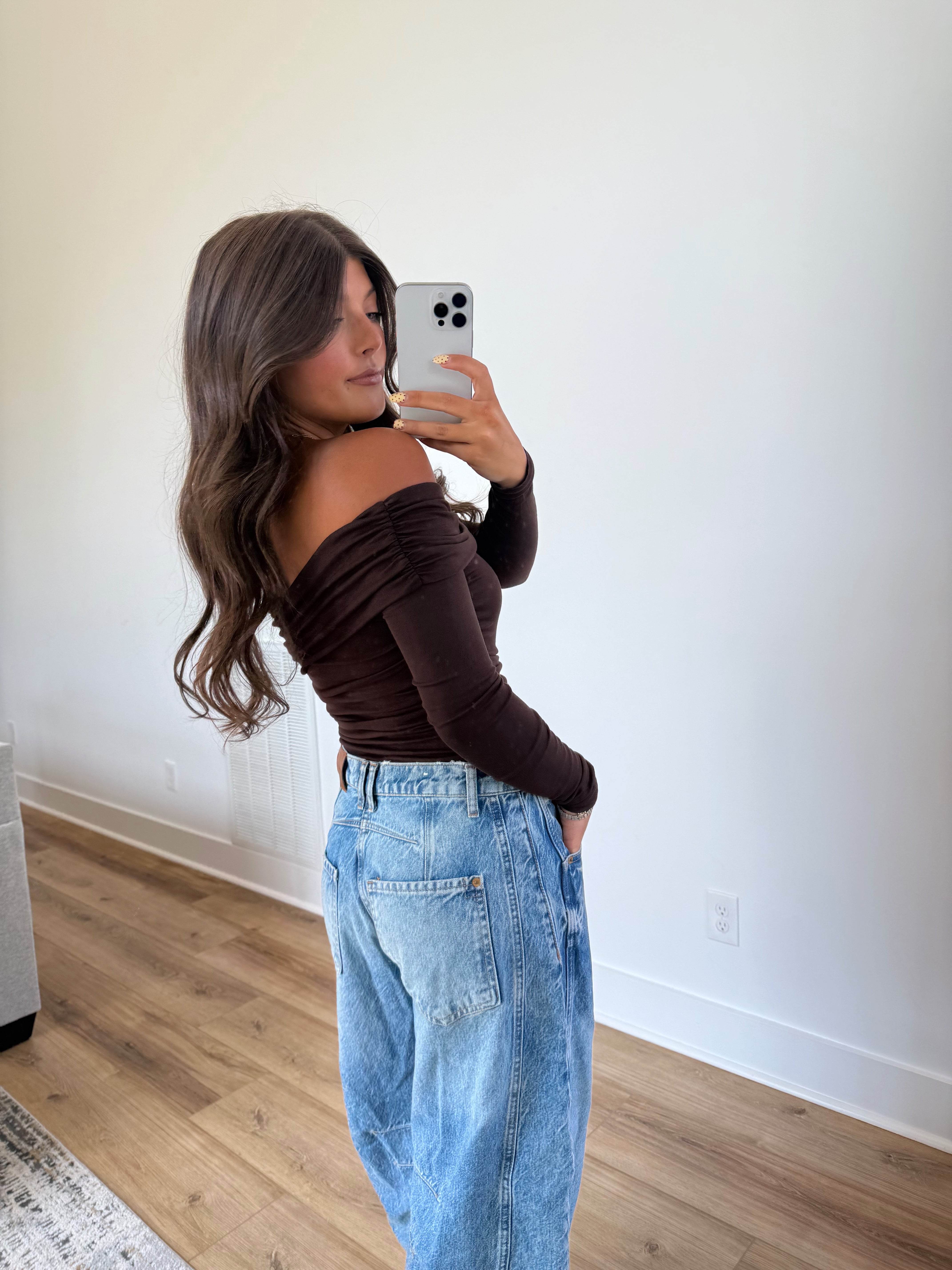 Brown Off The Shoulder Bodysuit