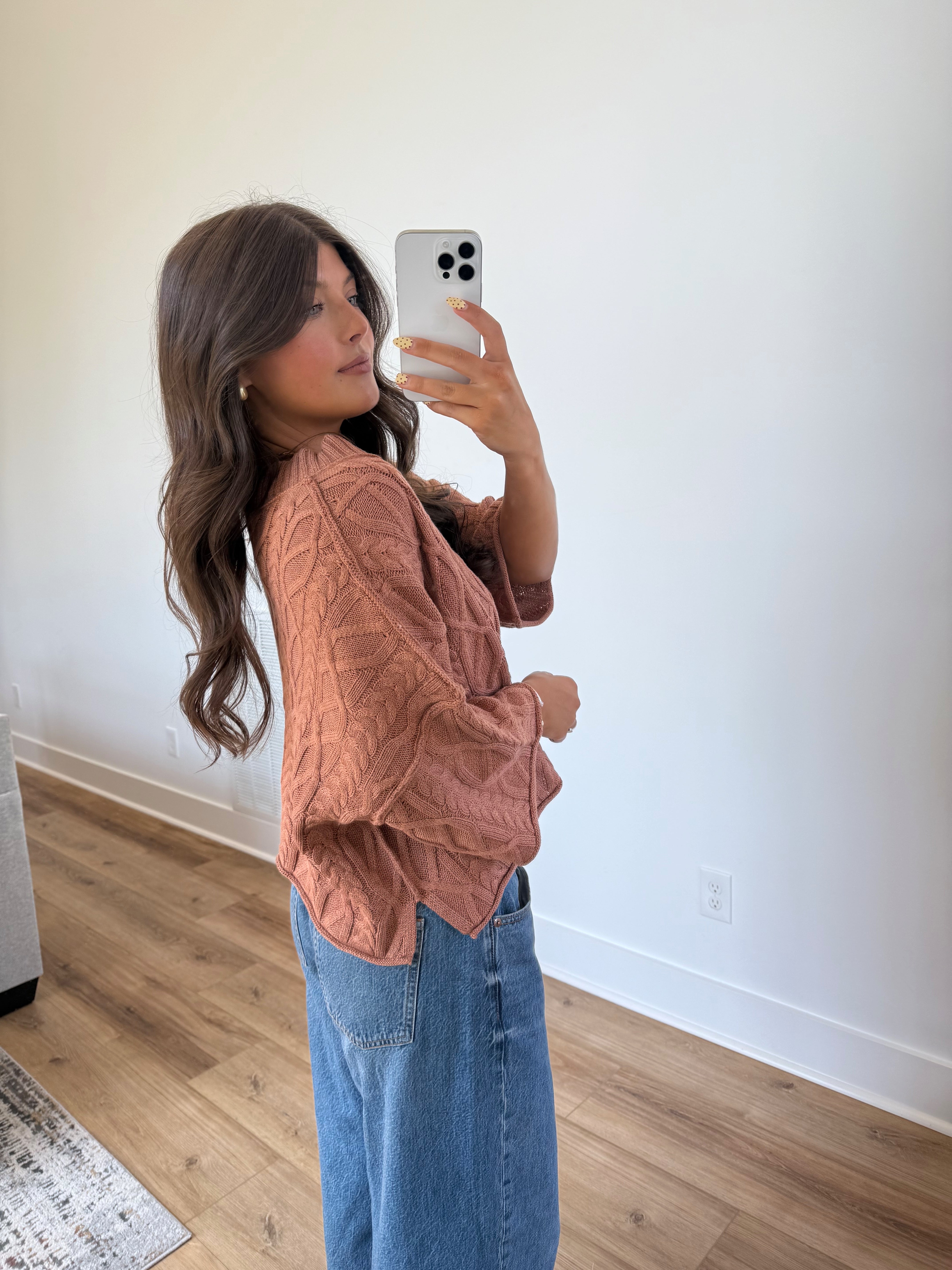 Brown Cable Knit Sweater