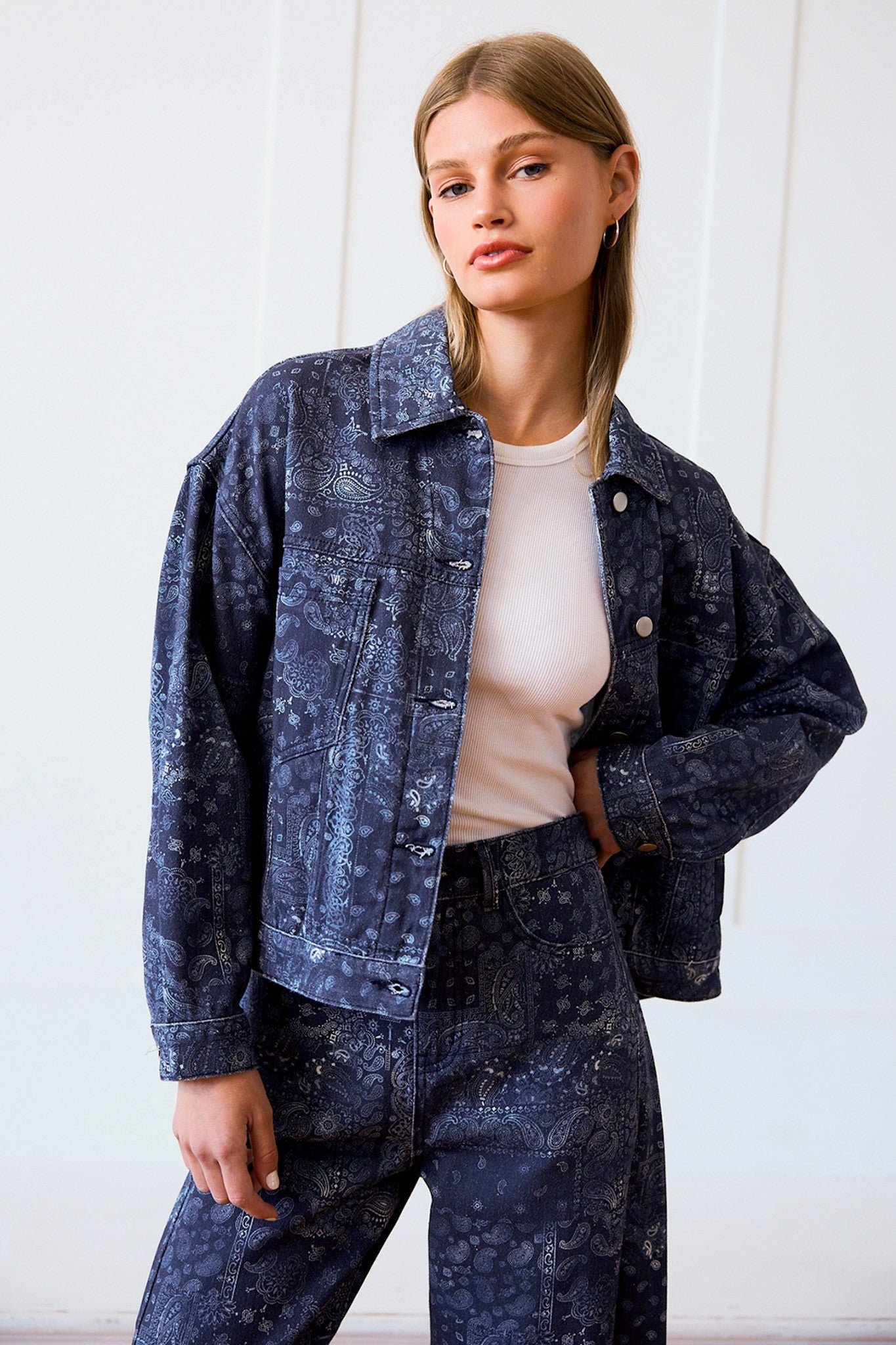 Paisley Denim Jacket (Blue)