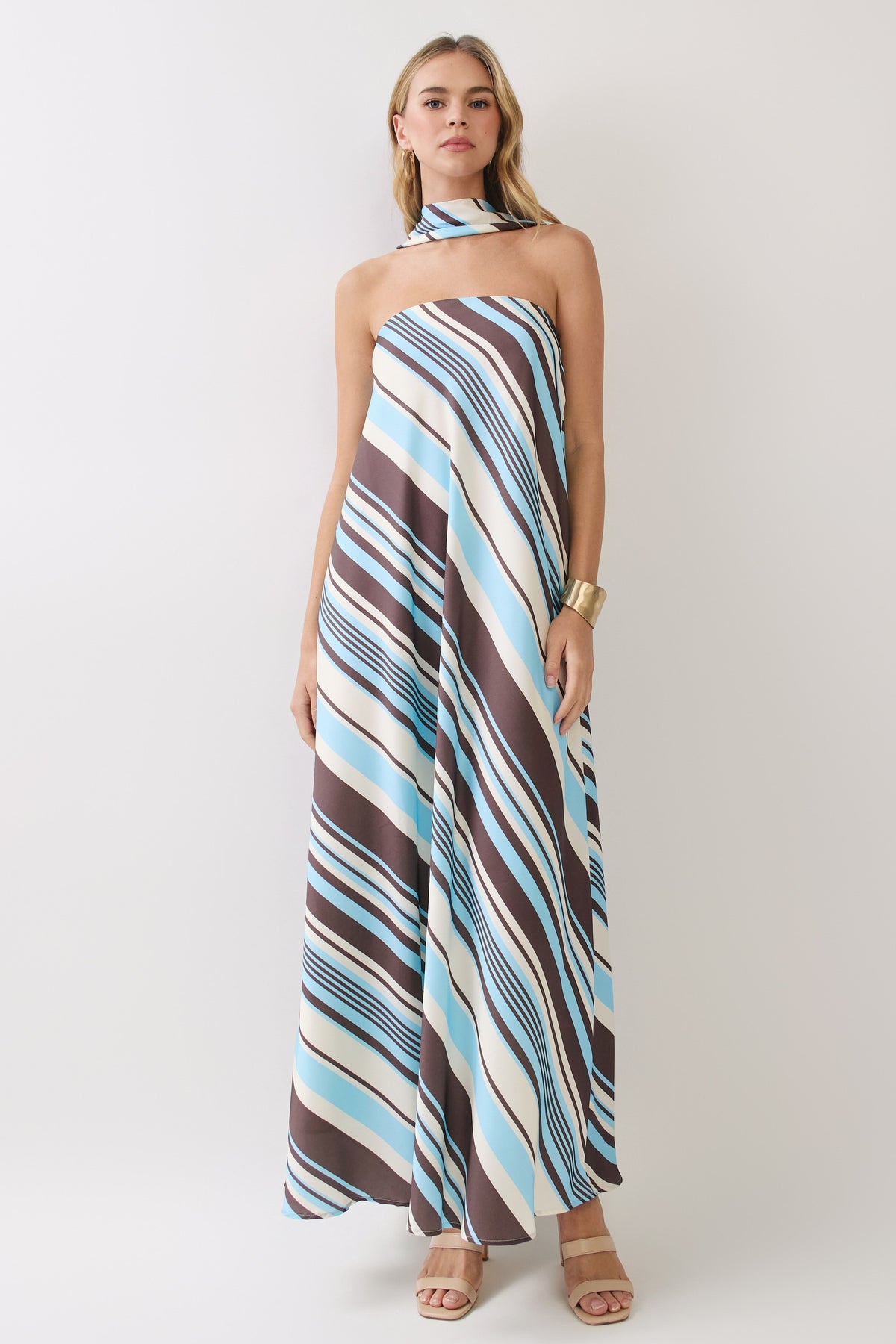 Blue Mocha Swirl Maxi Dress