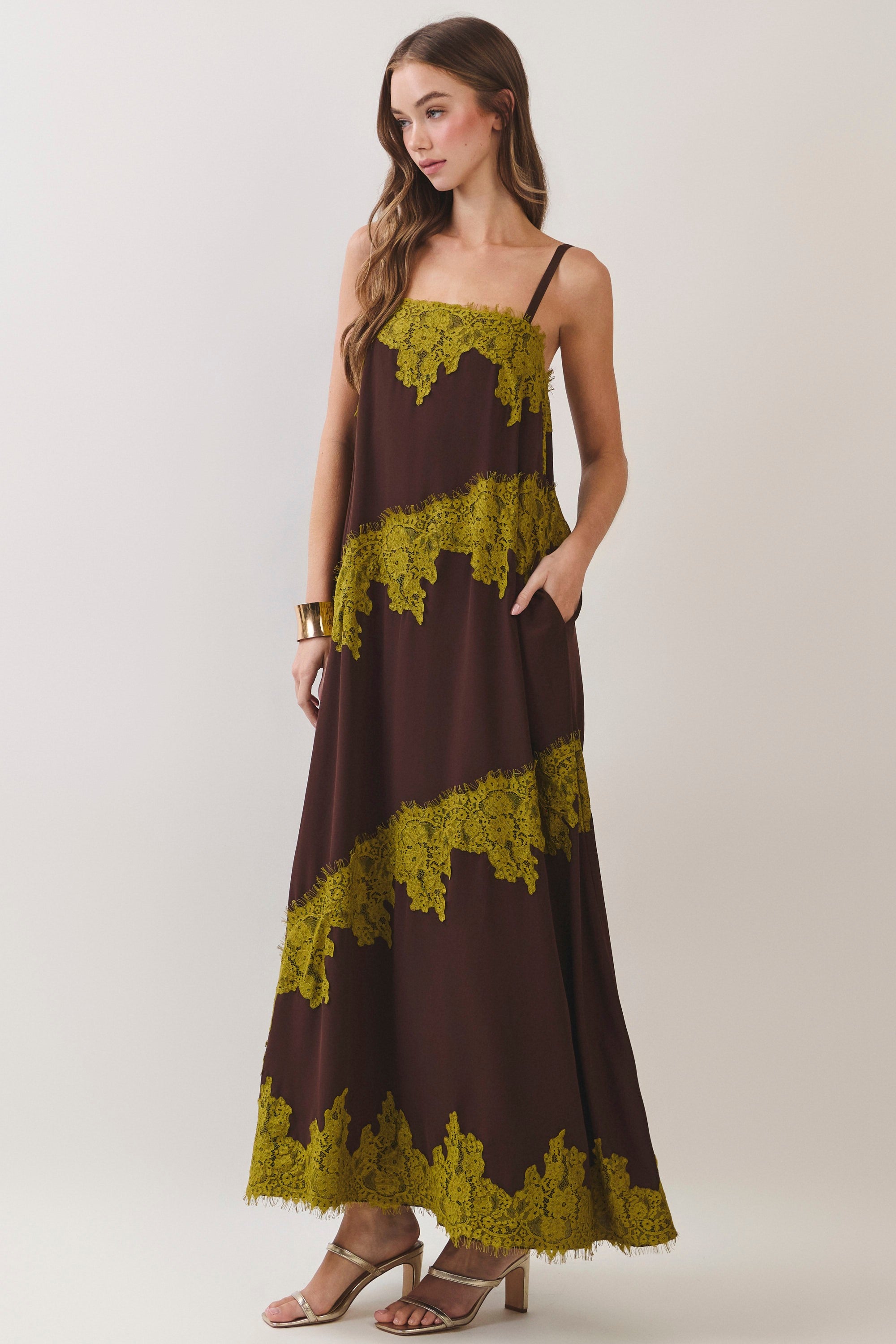 Veronica Lace Maxi (Brown/Green)
