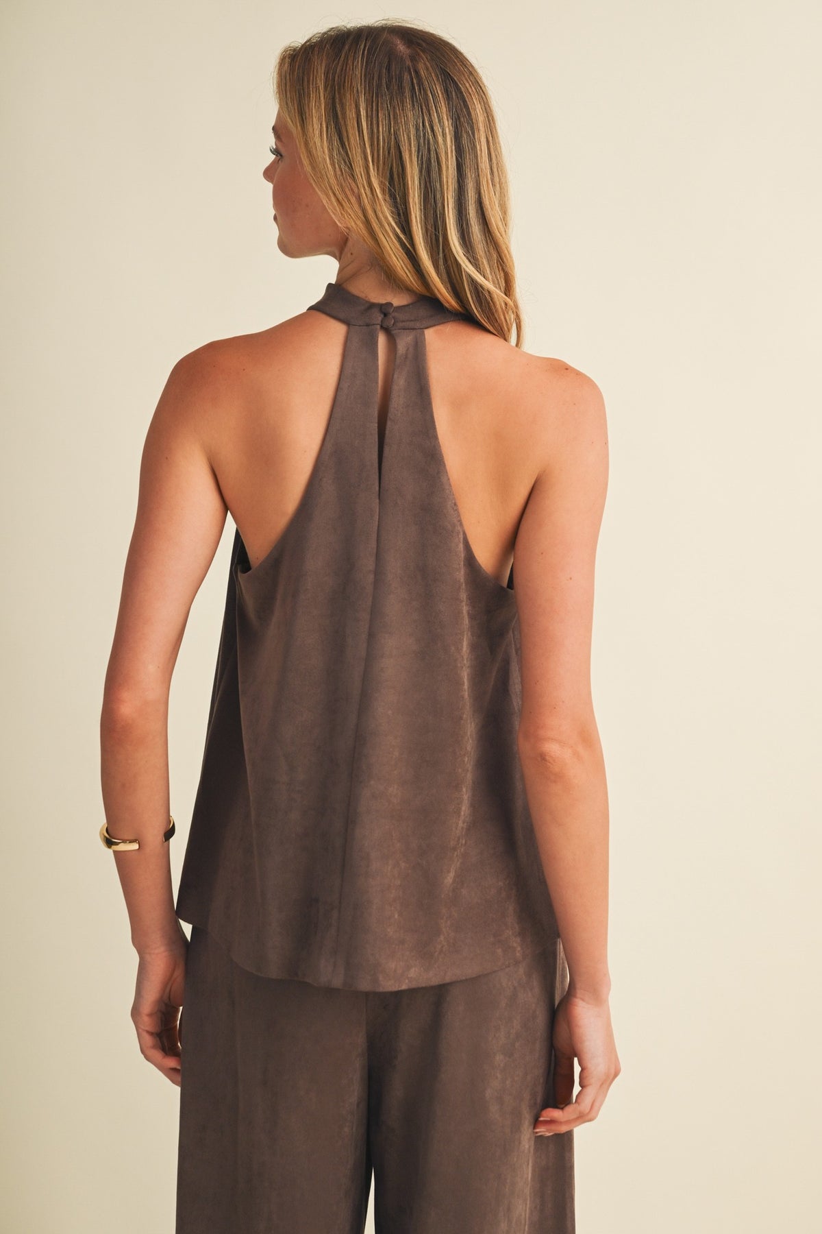 Brown Suede Pants Set