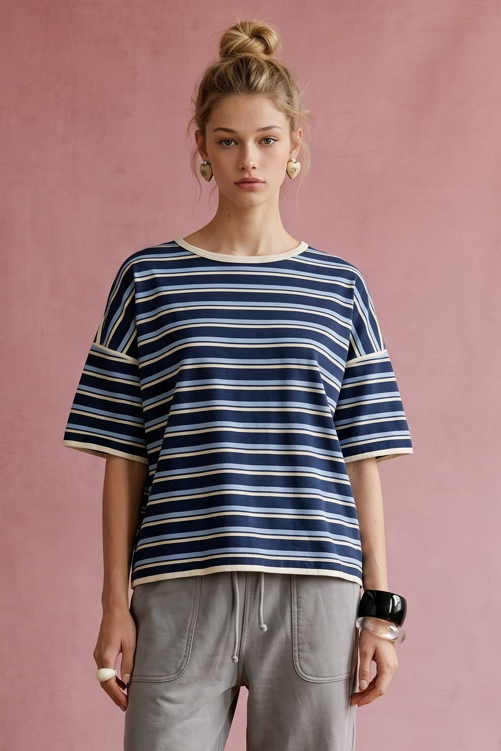 Retro Stripe Tee (Navy/Blue)