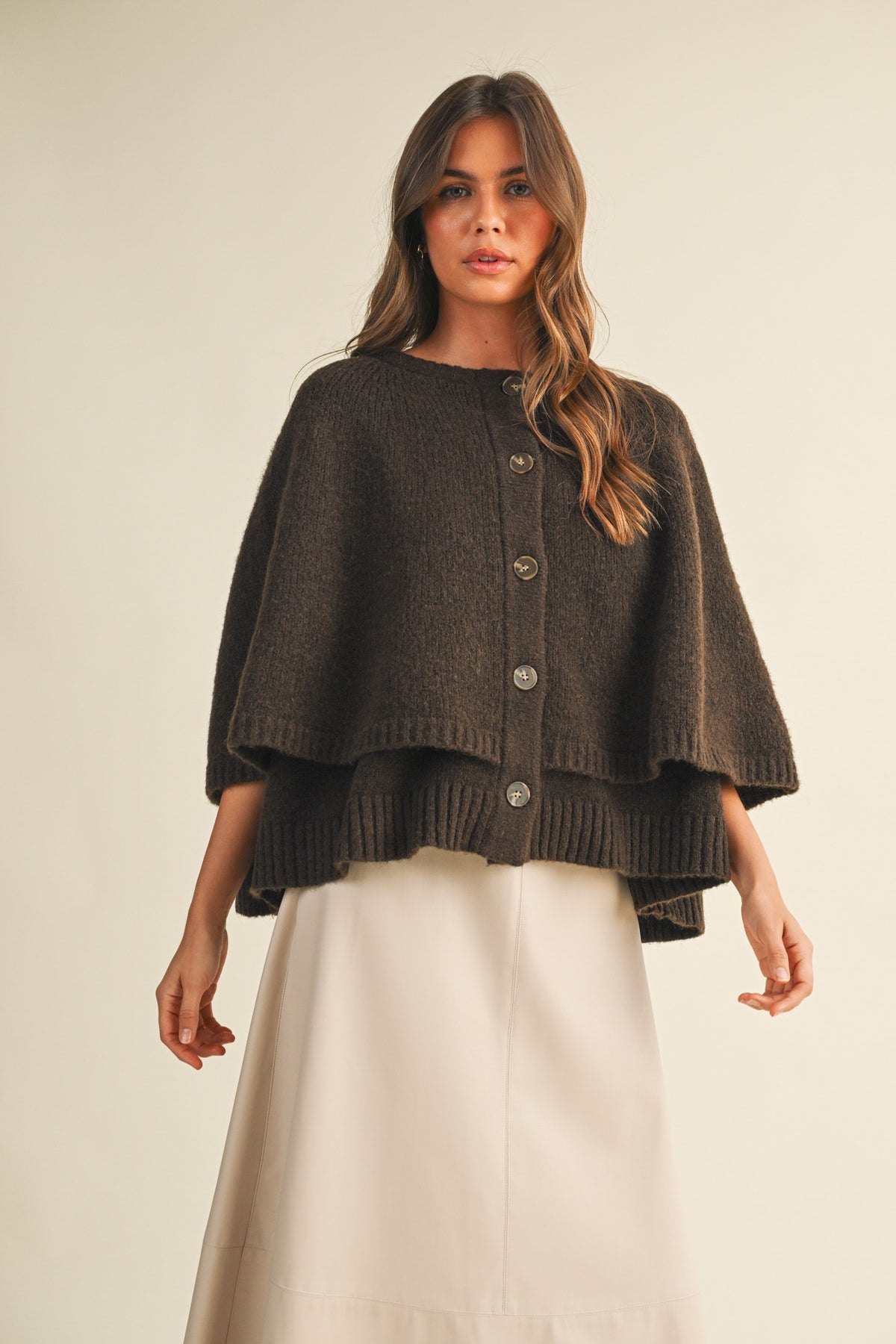 Lydia Cape Sweater (Espresso)