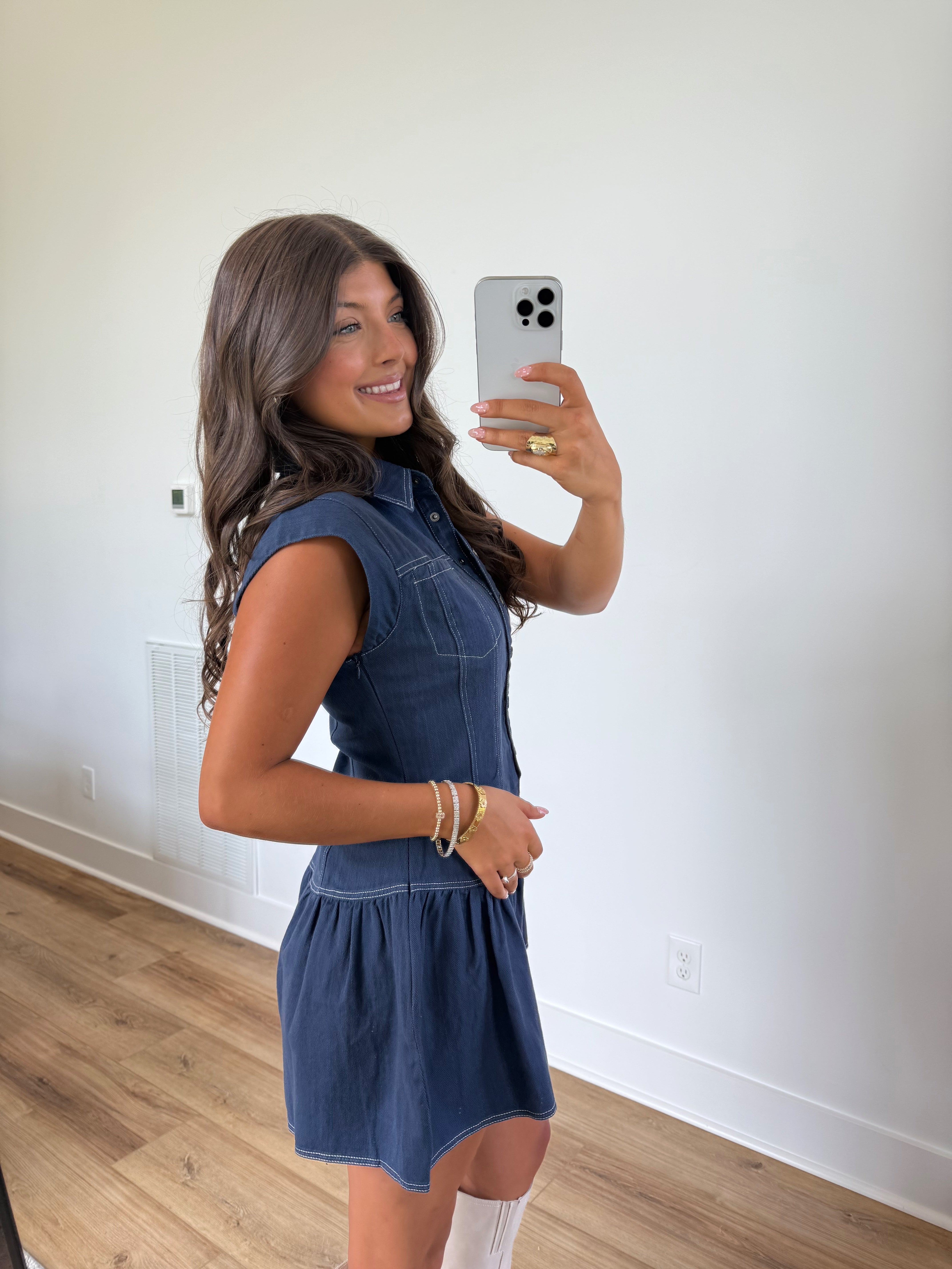 Navy Denim Flare Romper