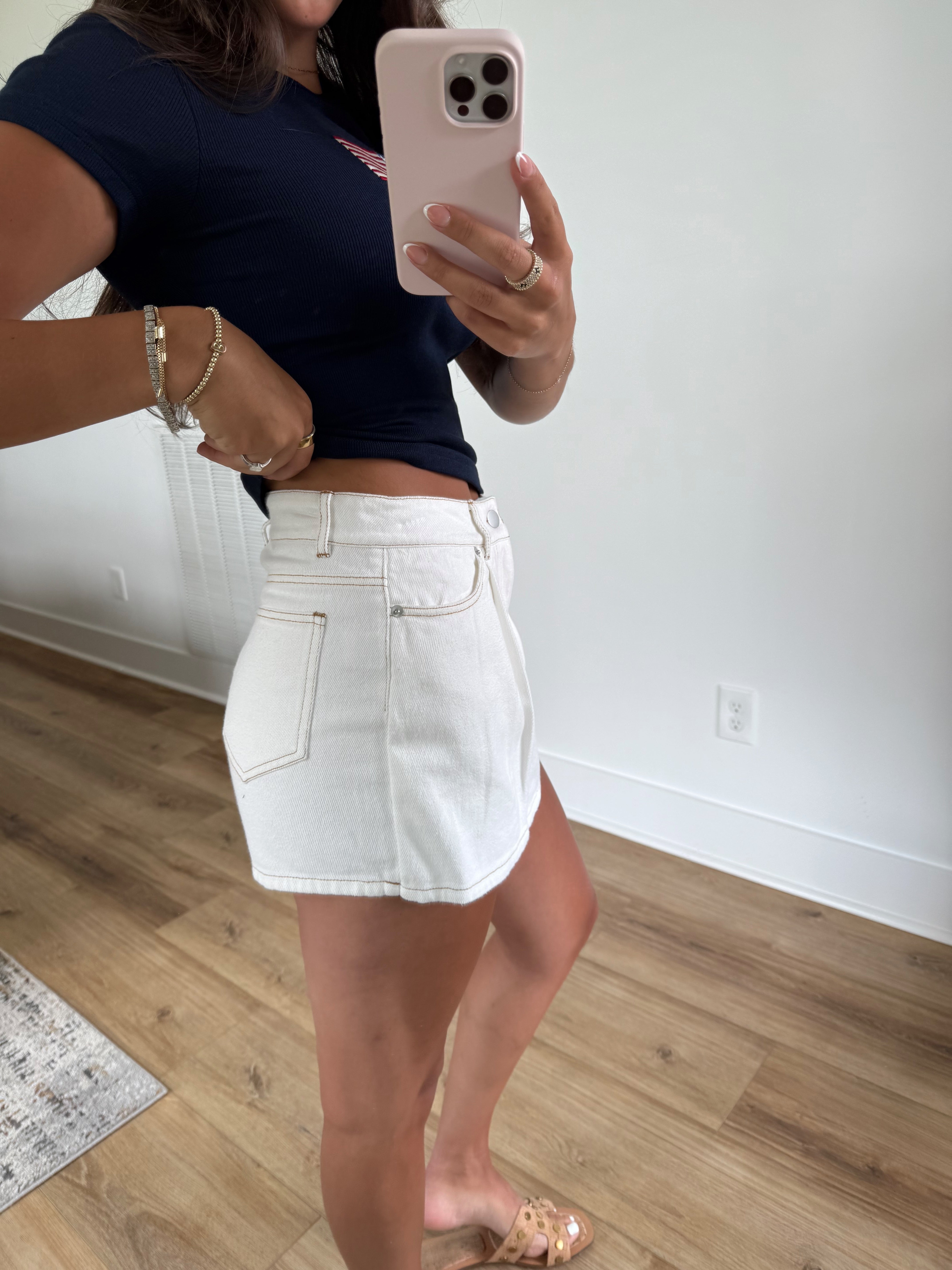 White Denim Skort
