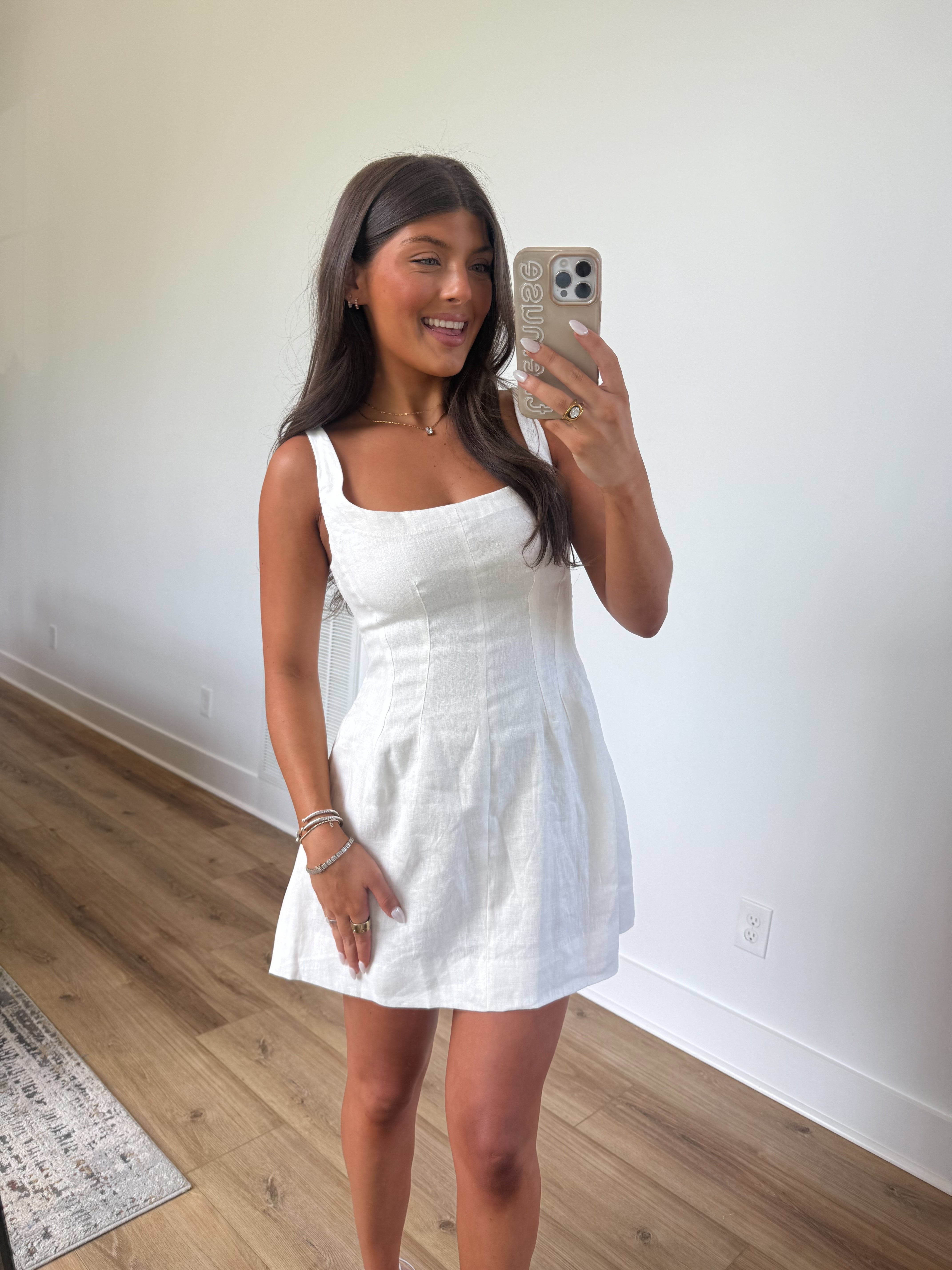 Linen Square Neck Mini