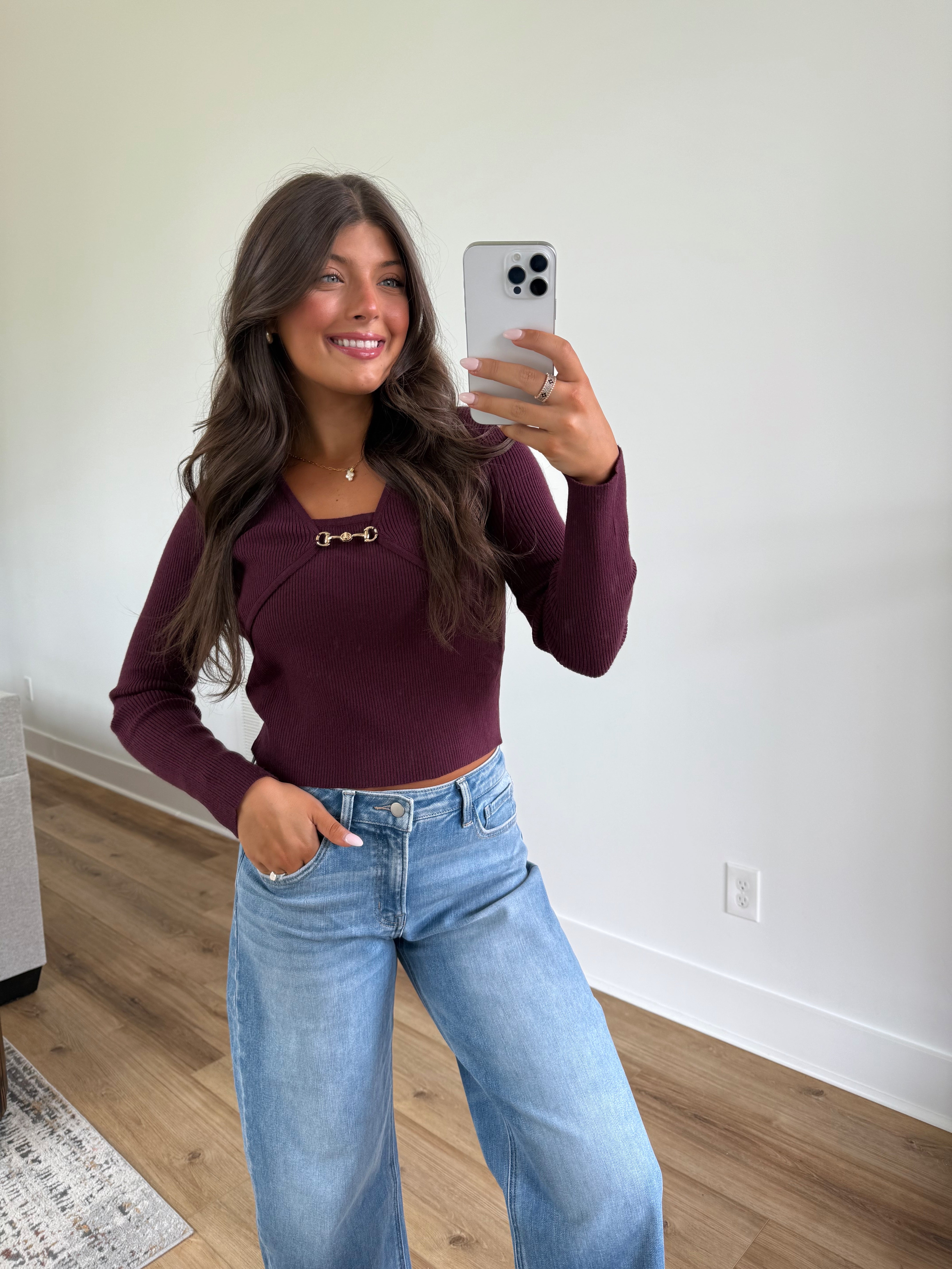 Plum Ribbed Clasp Top