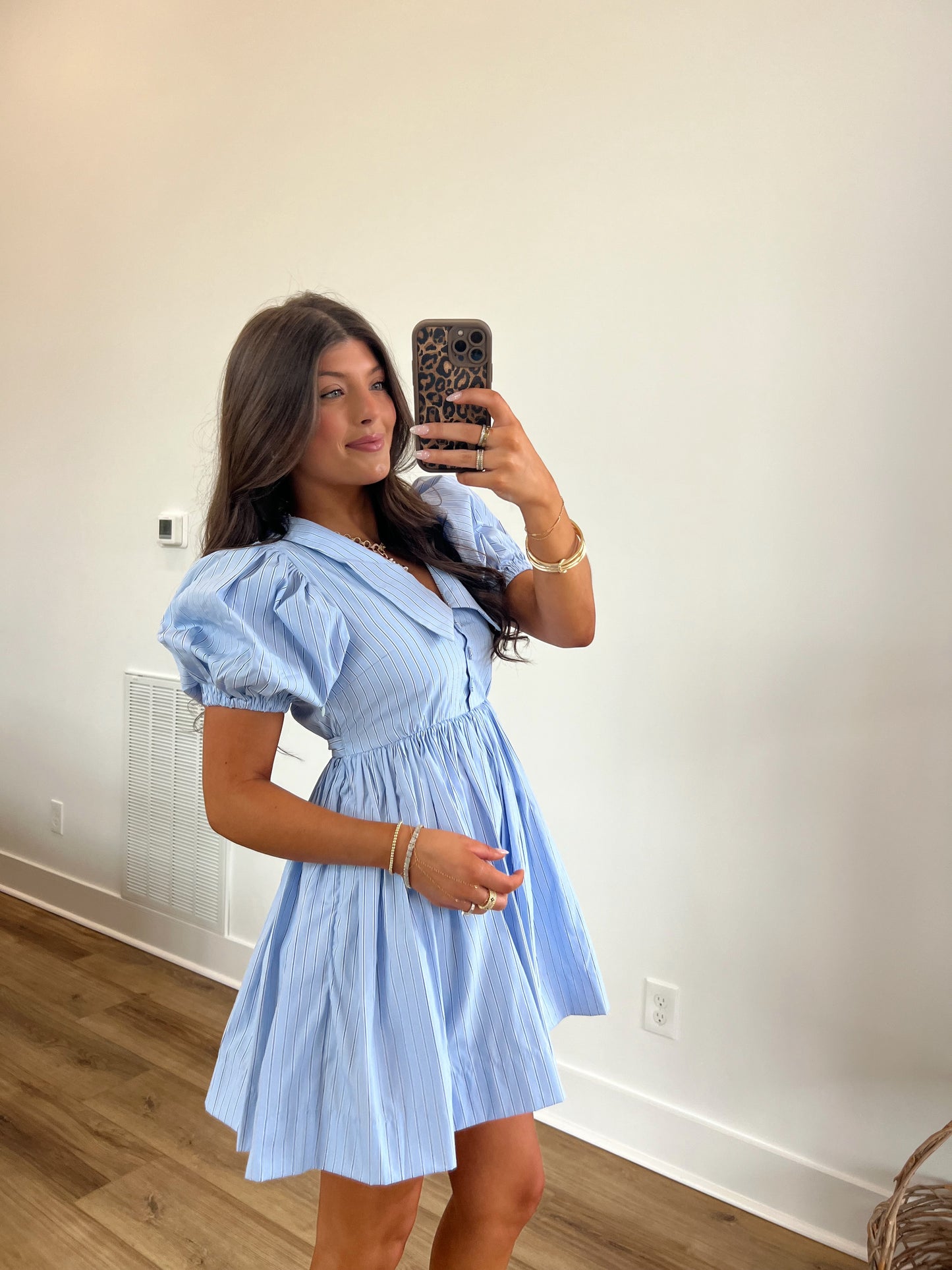 Pinstripe Babydoll Mini Dress