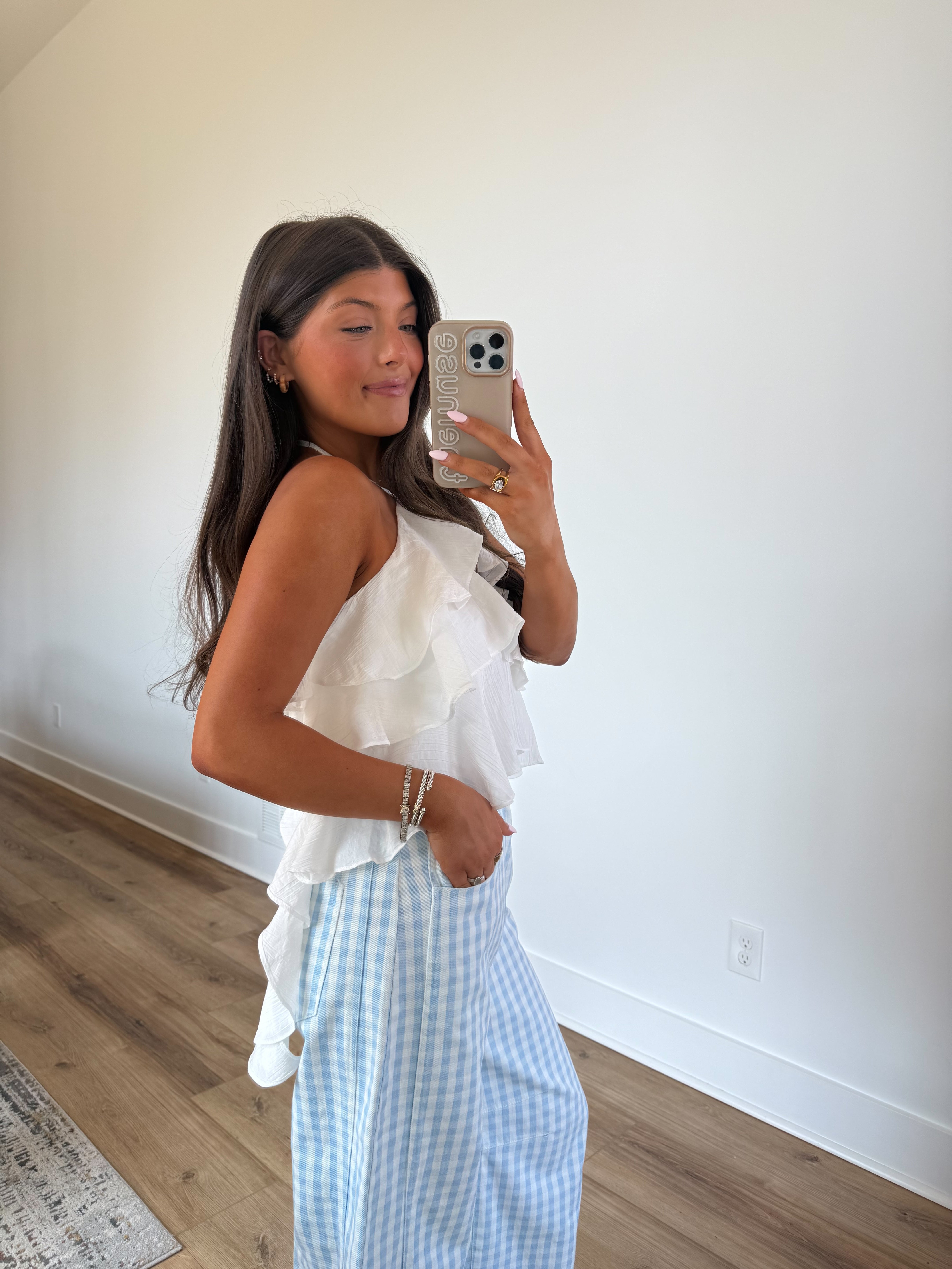 White Ruffle Halter Top