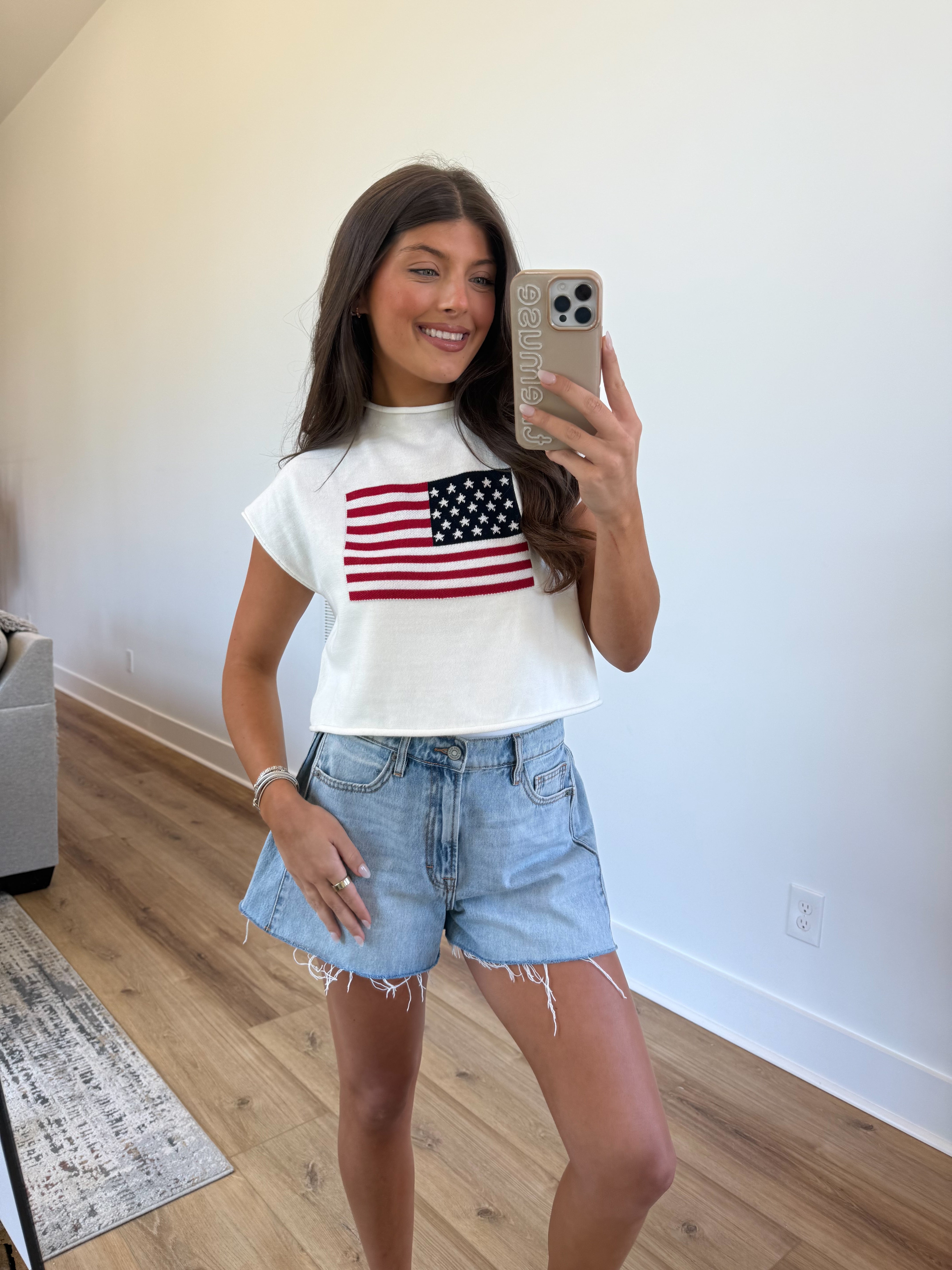 American Flag Cap Sleeve Top