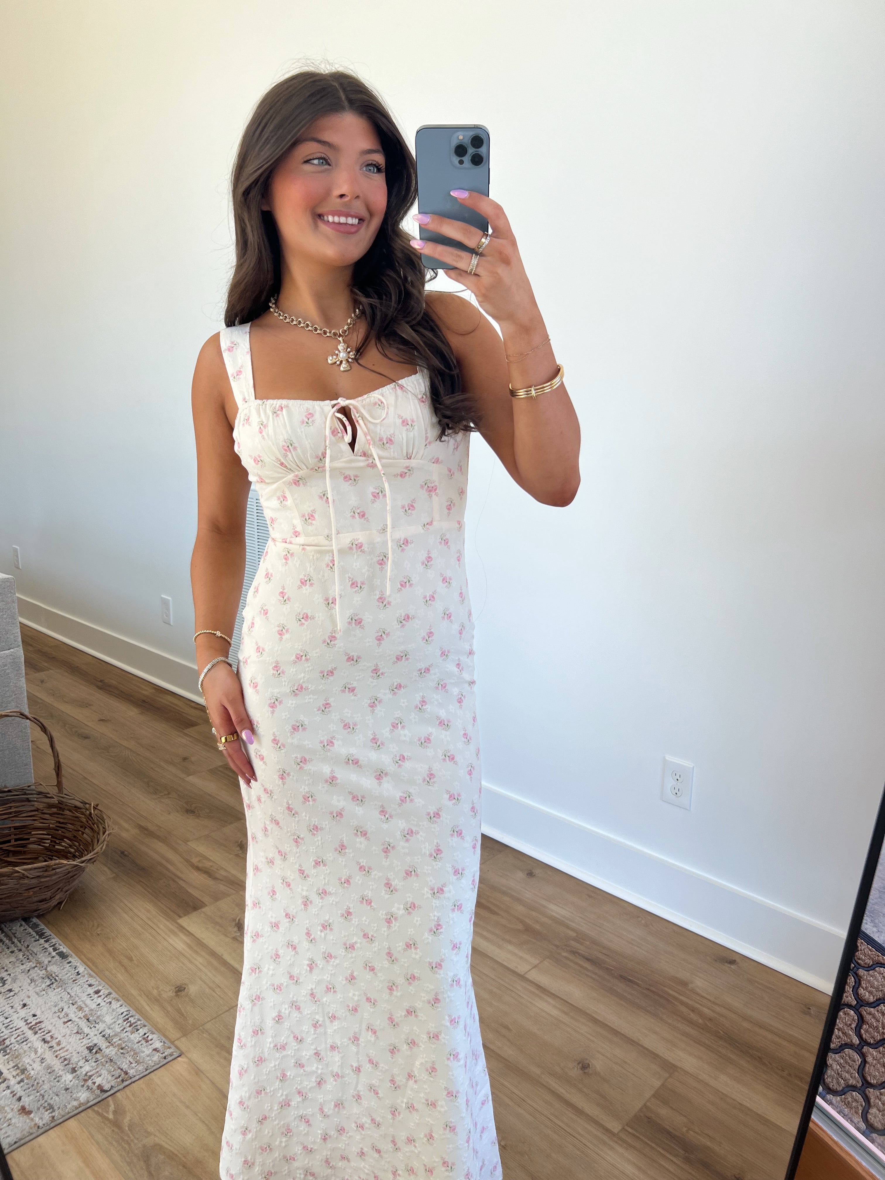 Clarice Pink Florals Maxi Dress