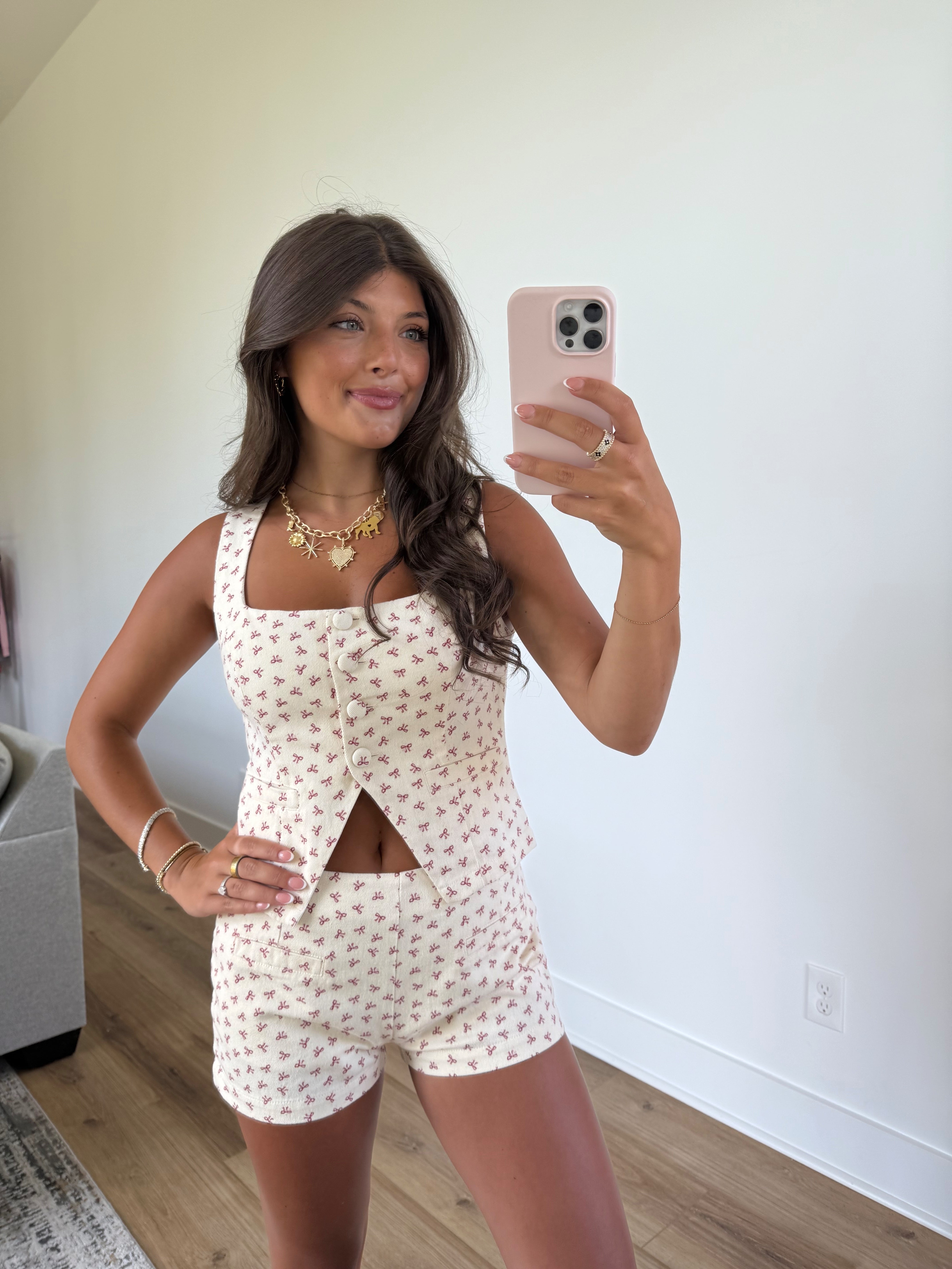 Red Ribbon Shorts Set