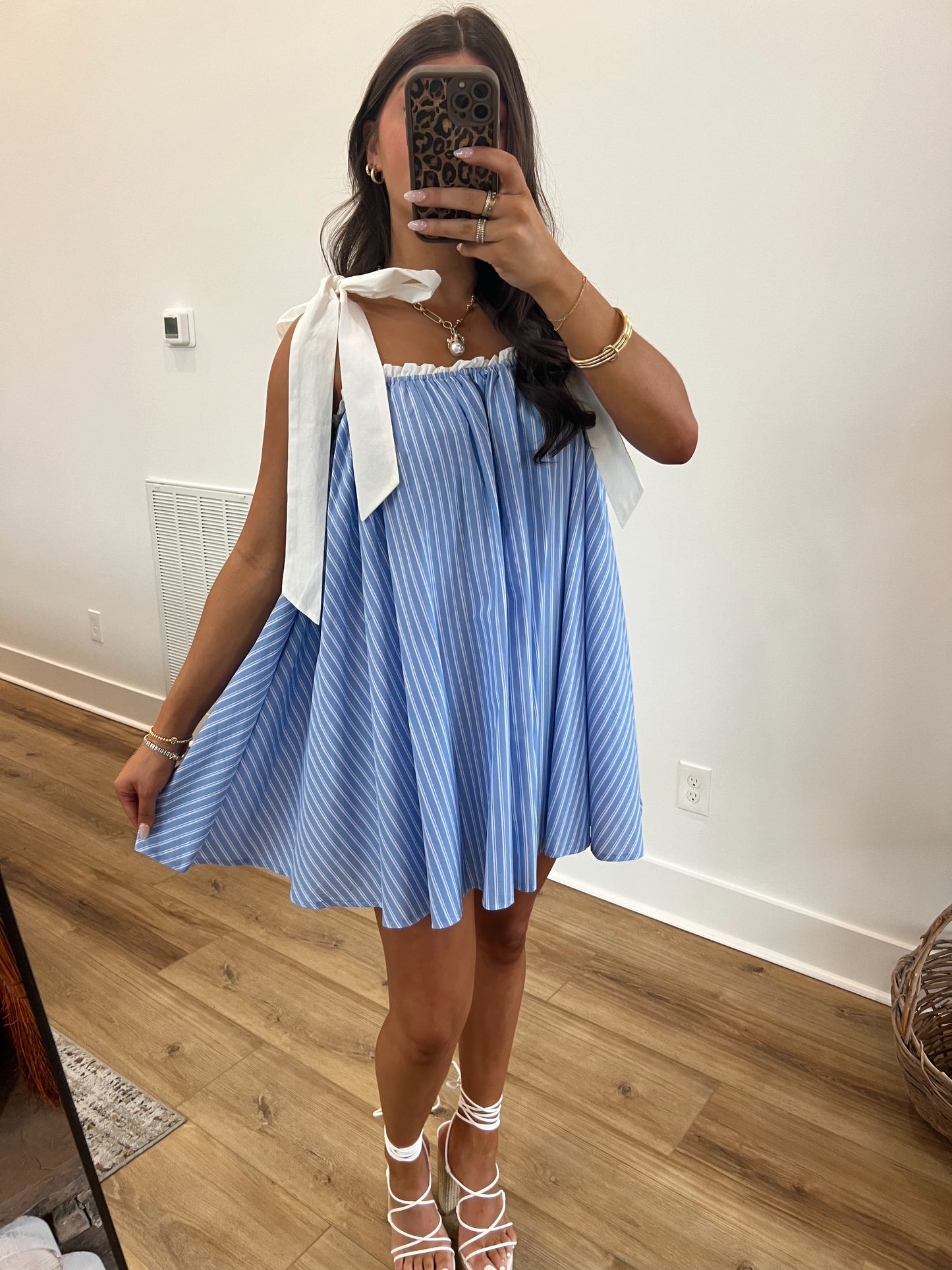 Blue Babydoll Mini Dress