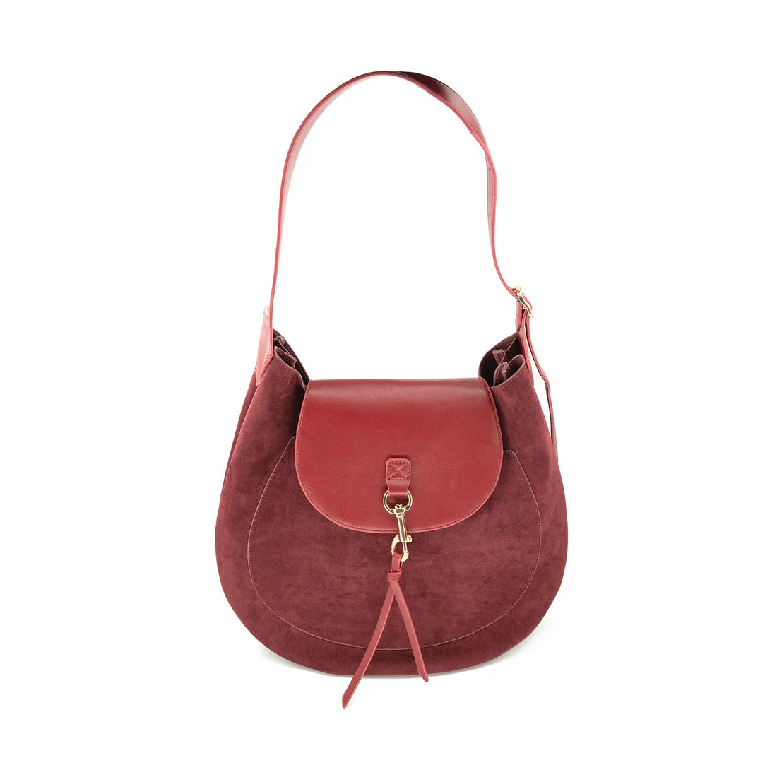 Merlot Suede Saddle Bag