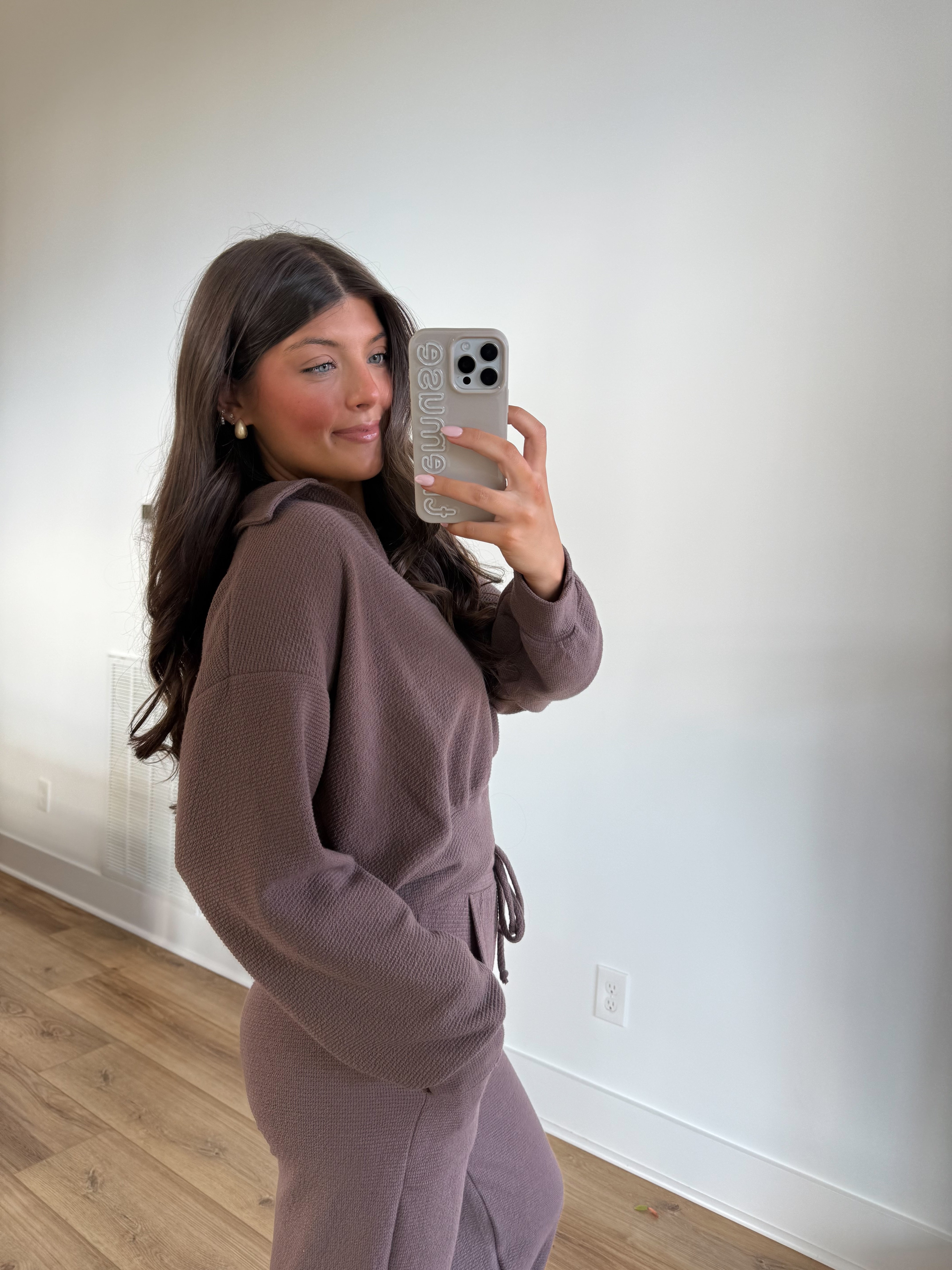 Essential Lounge Collared Top (Brown)