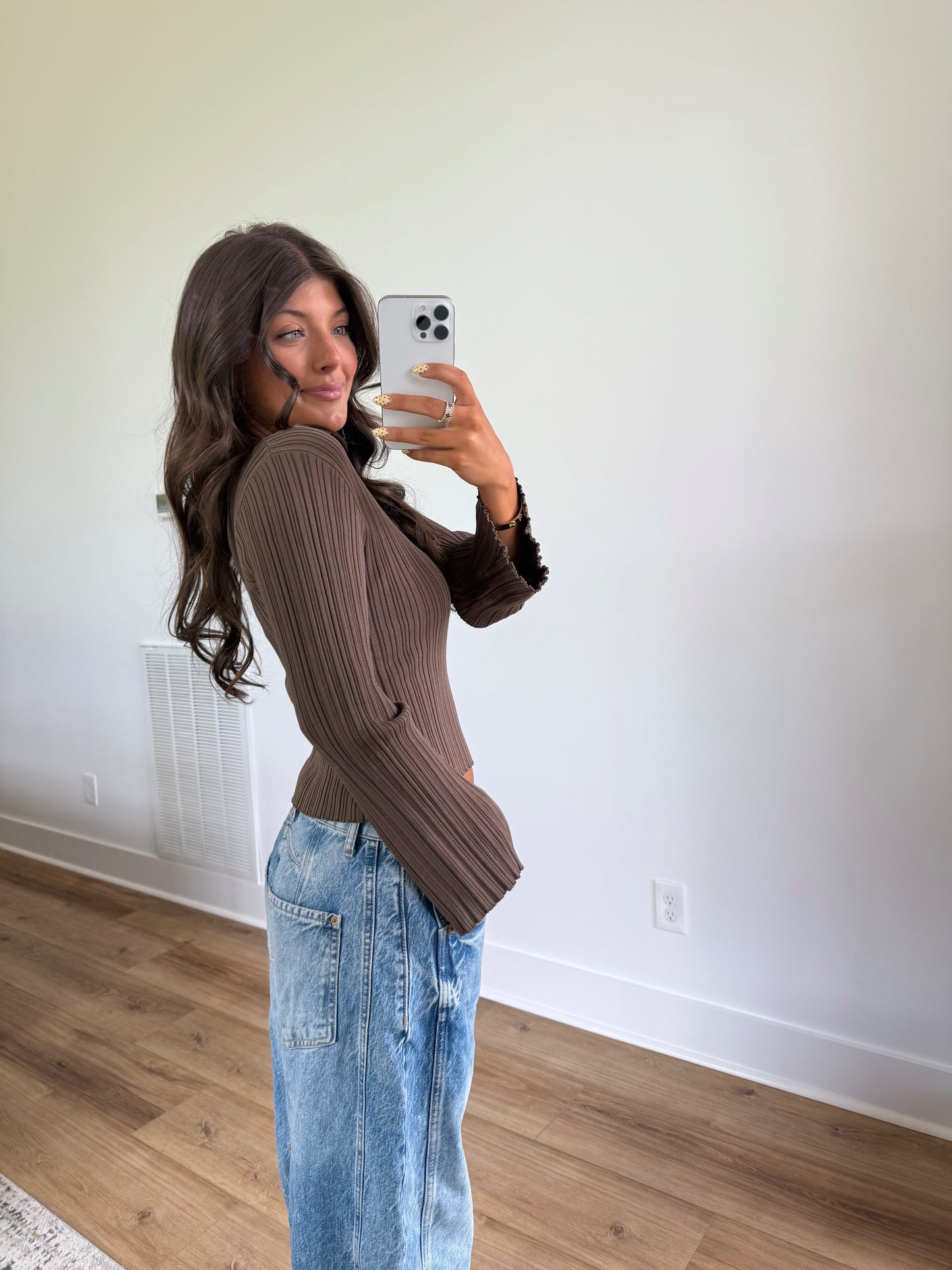 Chestnut Ribbed Top