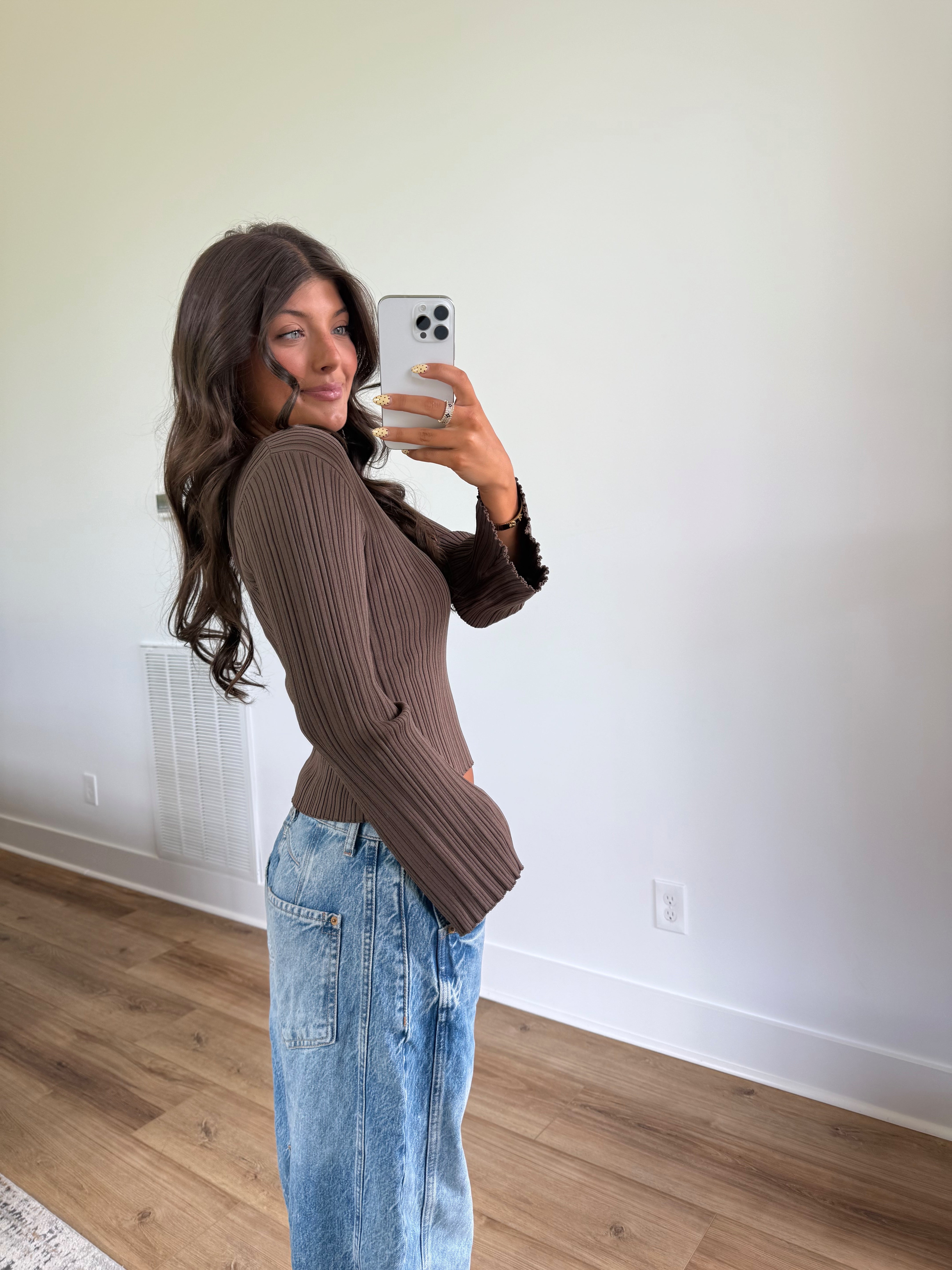 Chestnut Ribbed Top