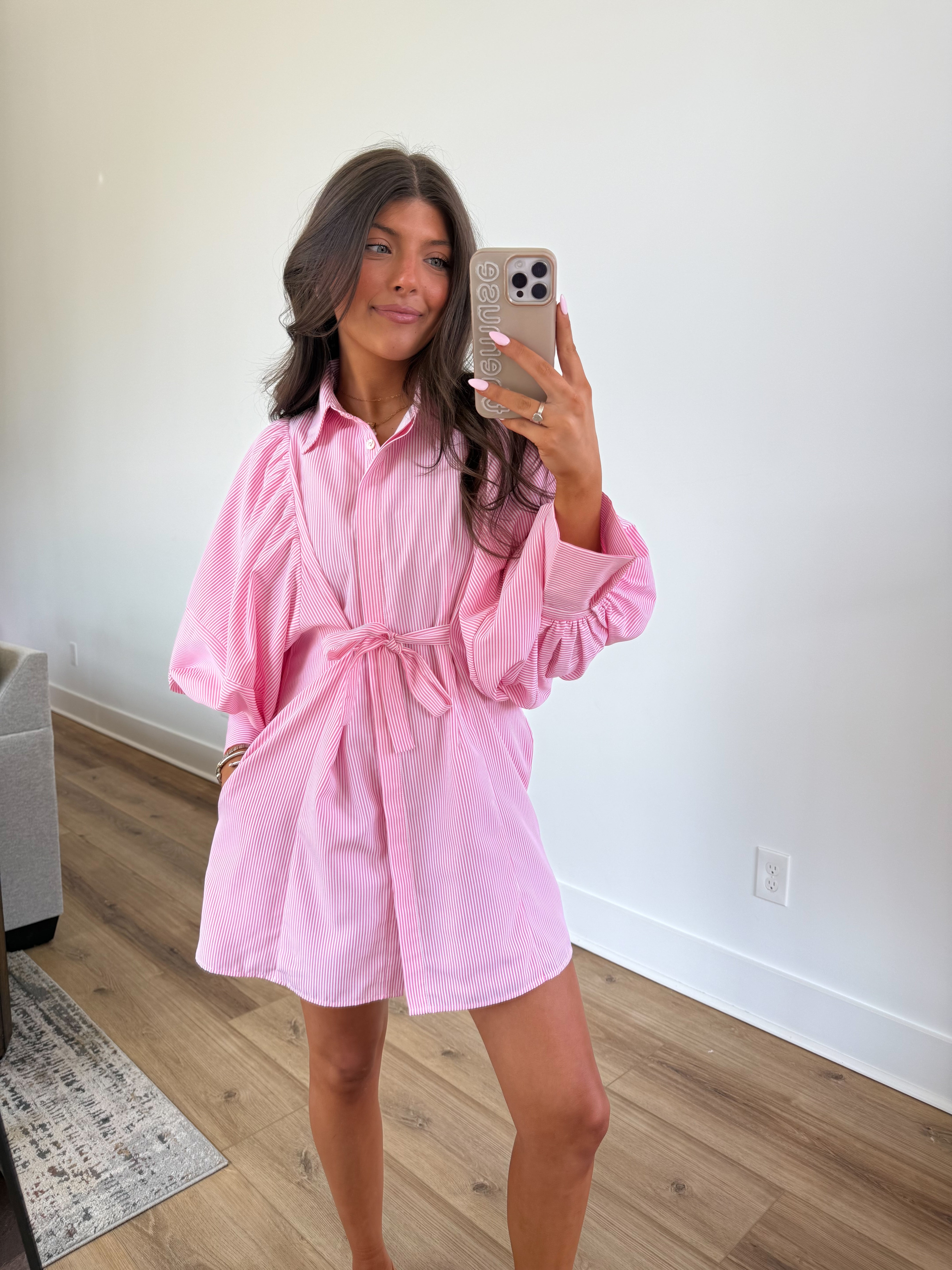 Sunday Morning Dress (Pink Stripes)