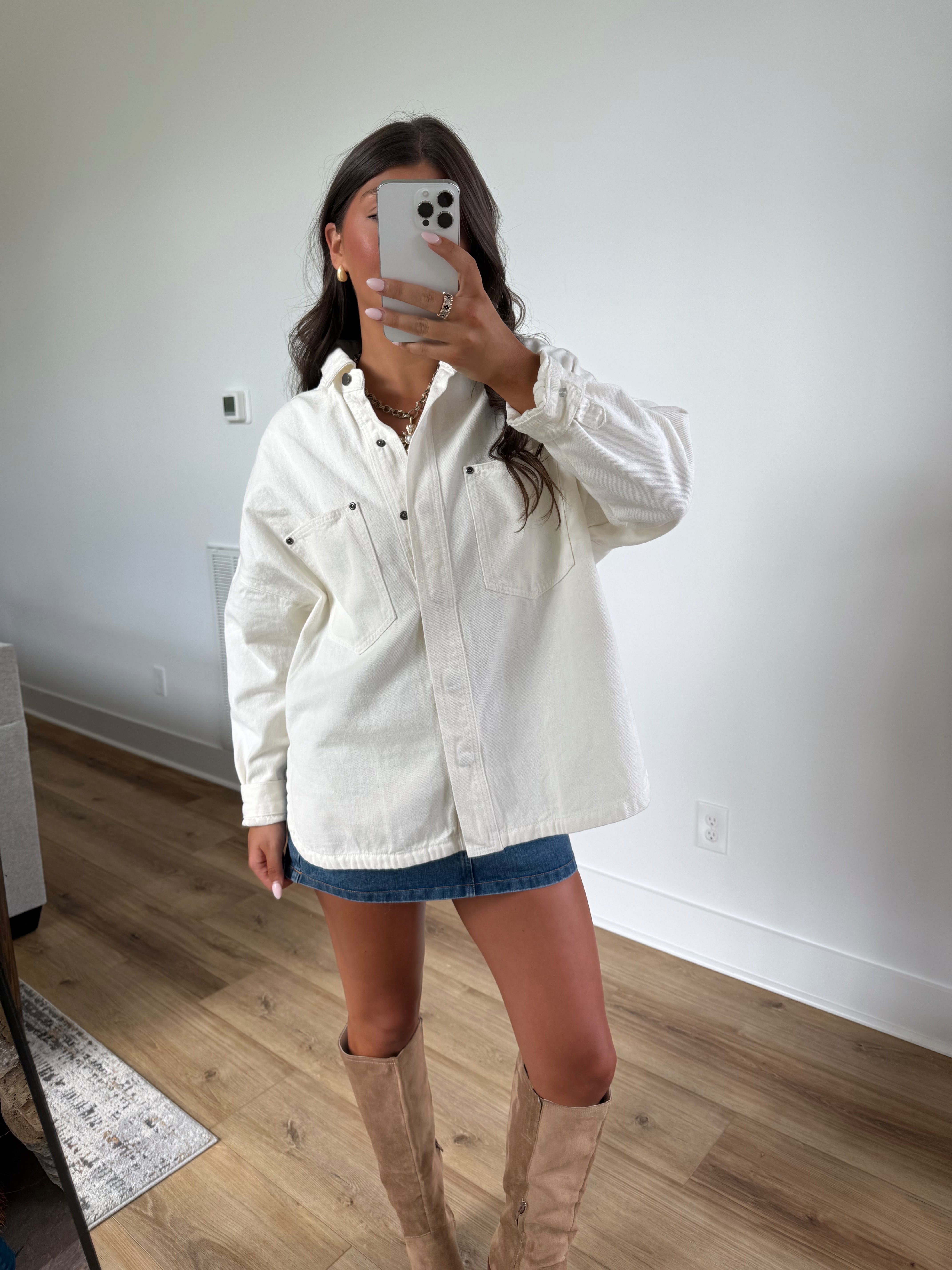 White Denim Shacket