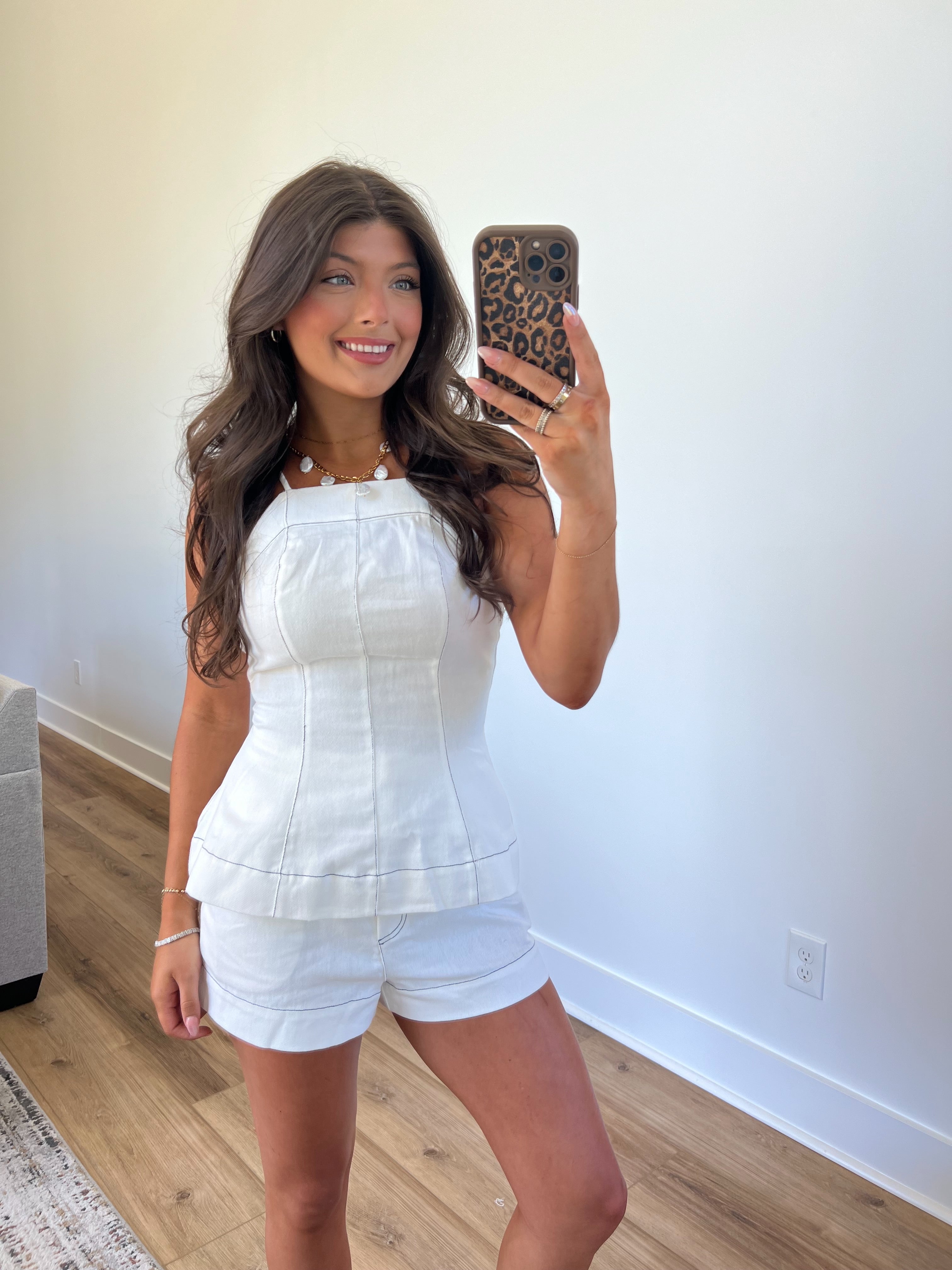 White Structured Denim Set