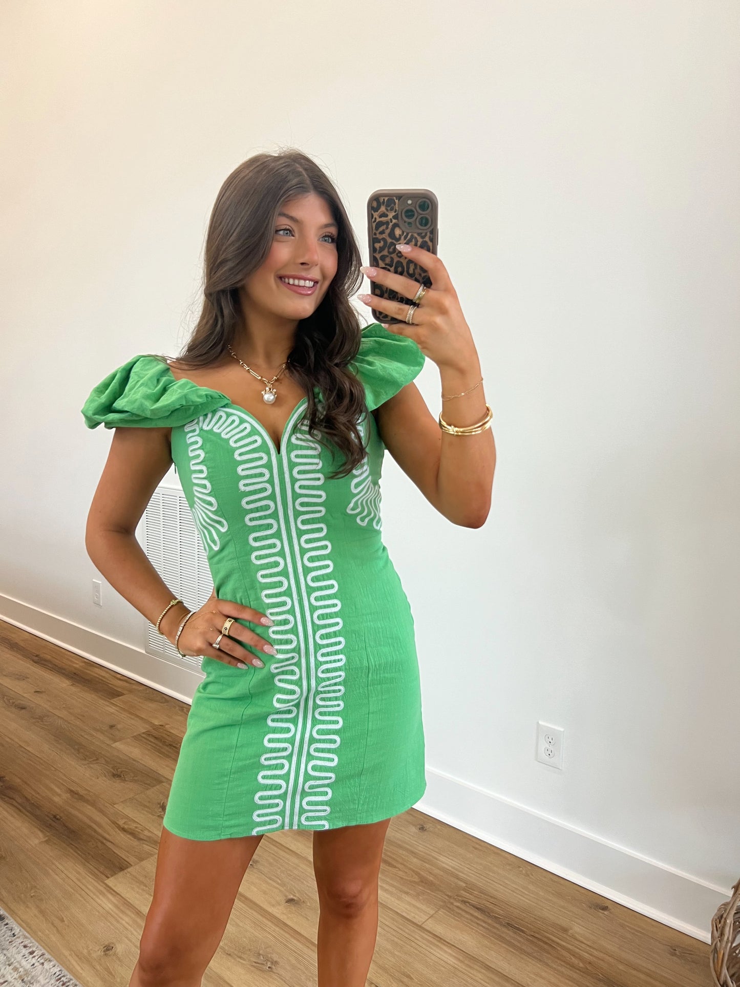 (Green) Tropical Time Mini Dress