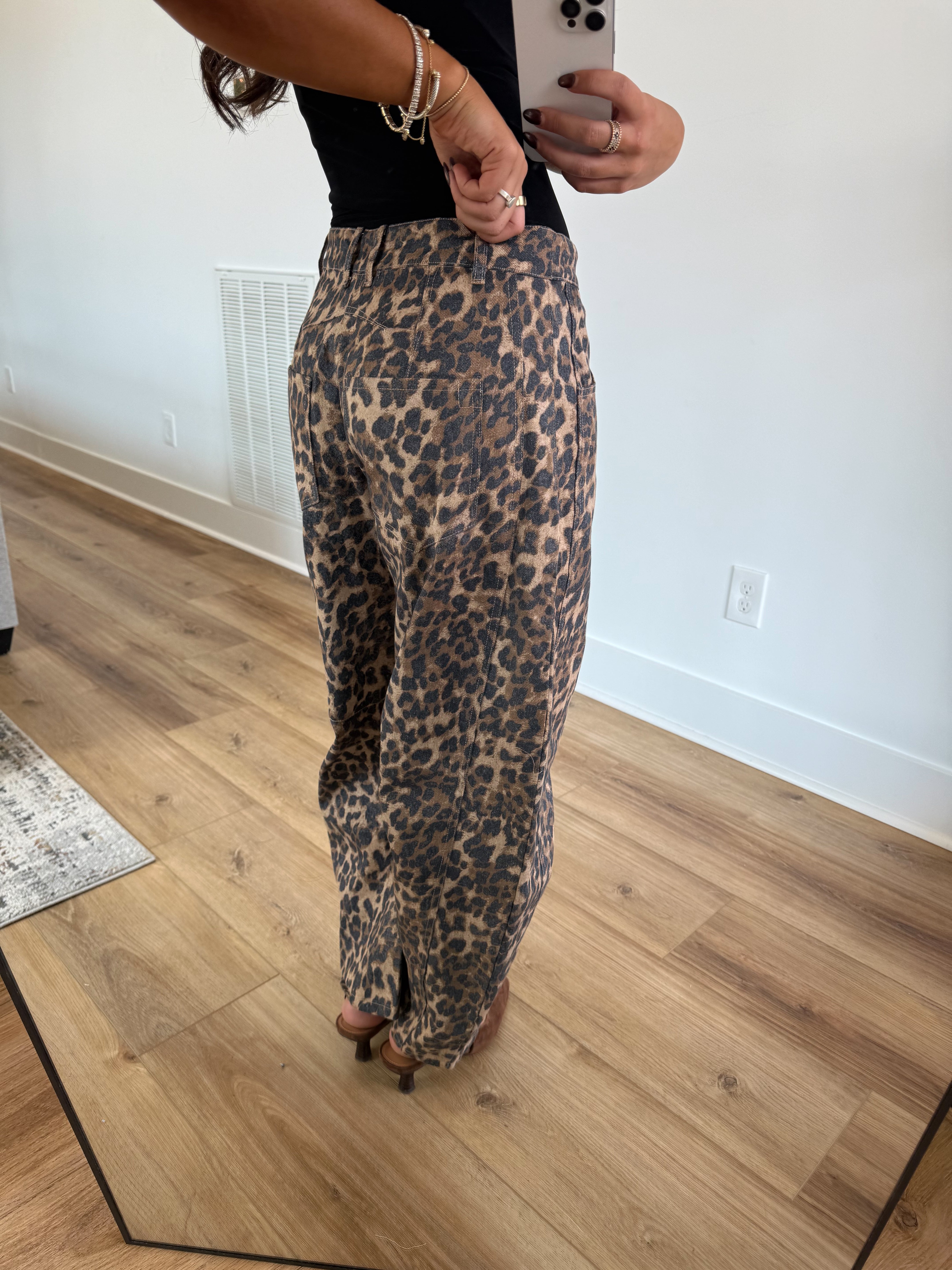 Cheetah Barrel Jeans