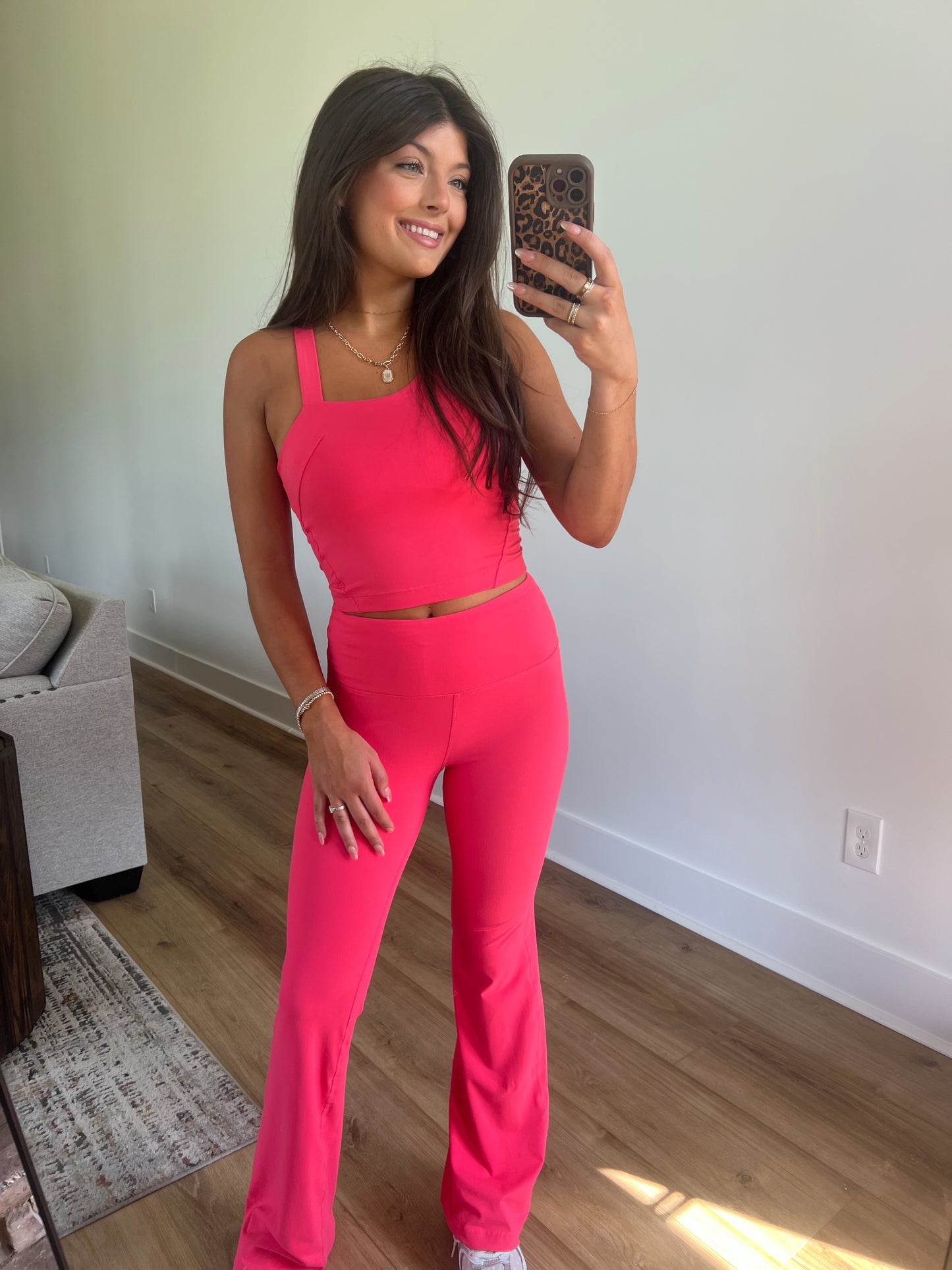 Flamingo Pink Flare Leggings Set