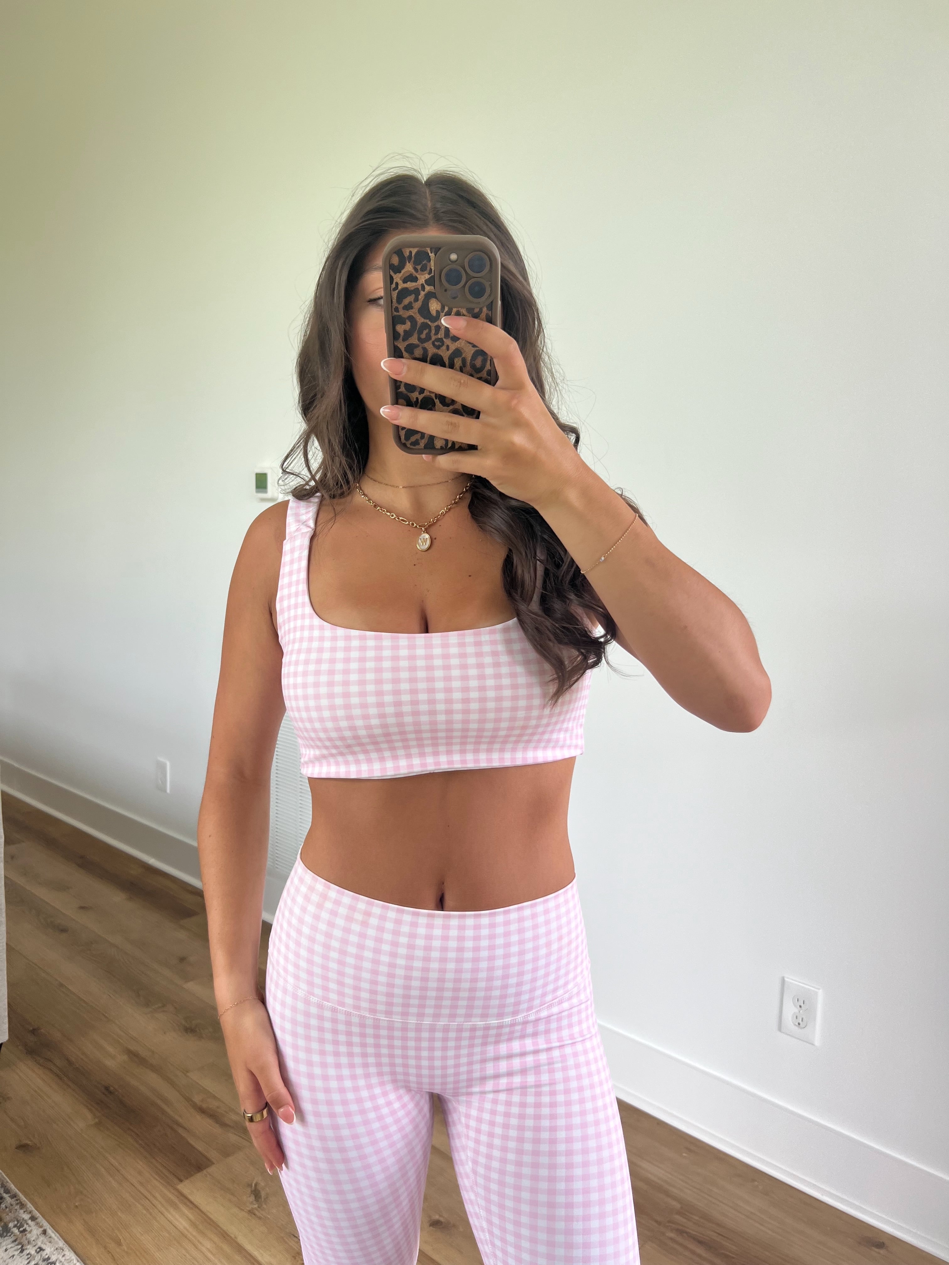 Pink Gingham Scrunched Bra