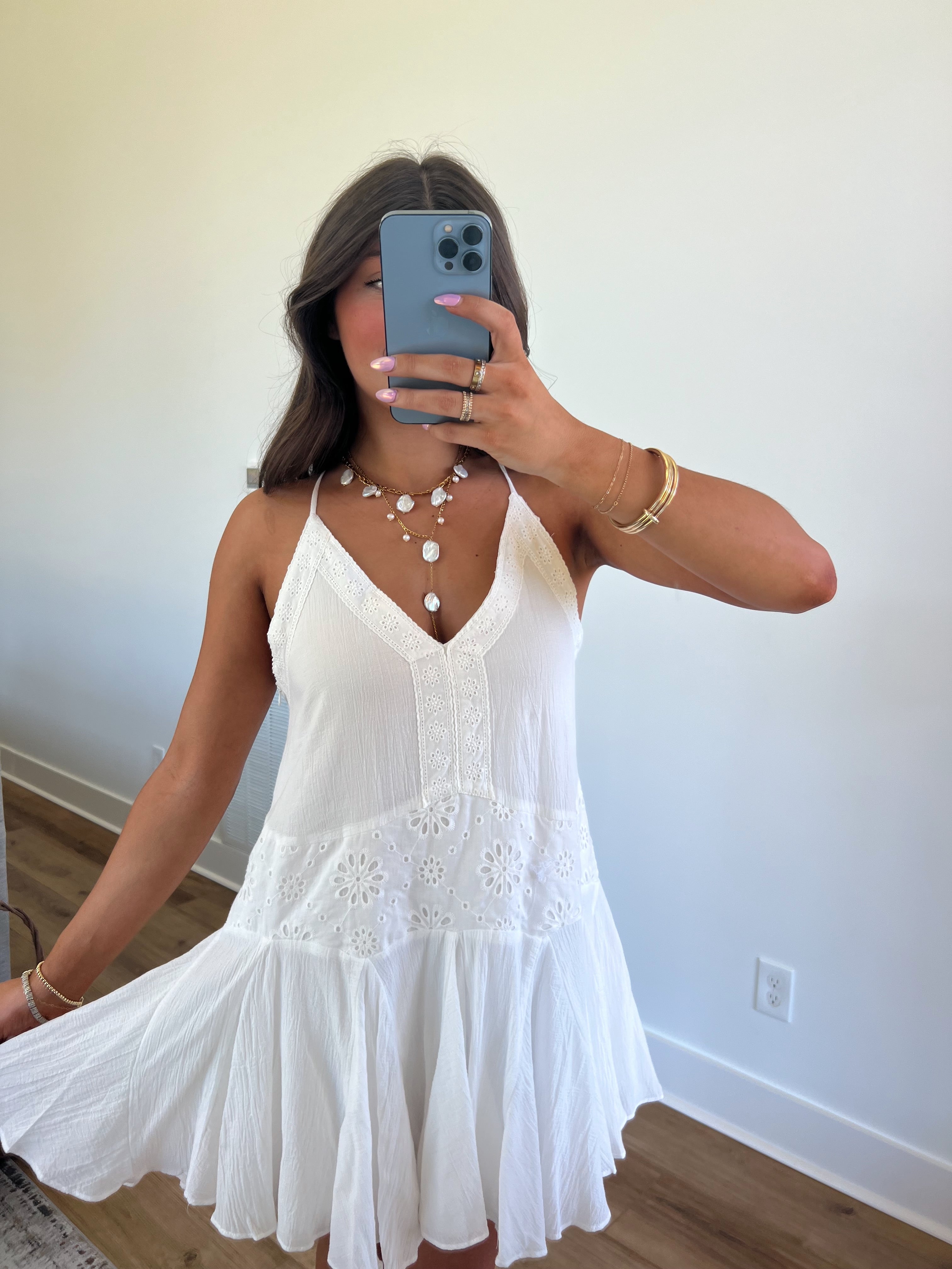 Eyelet Swing Mini Dress (Restock)