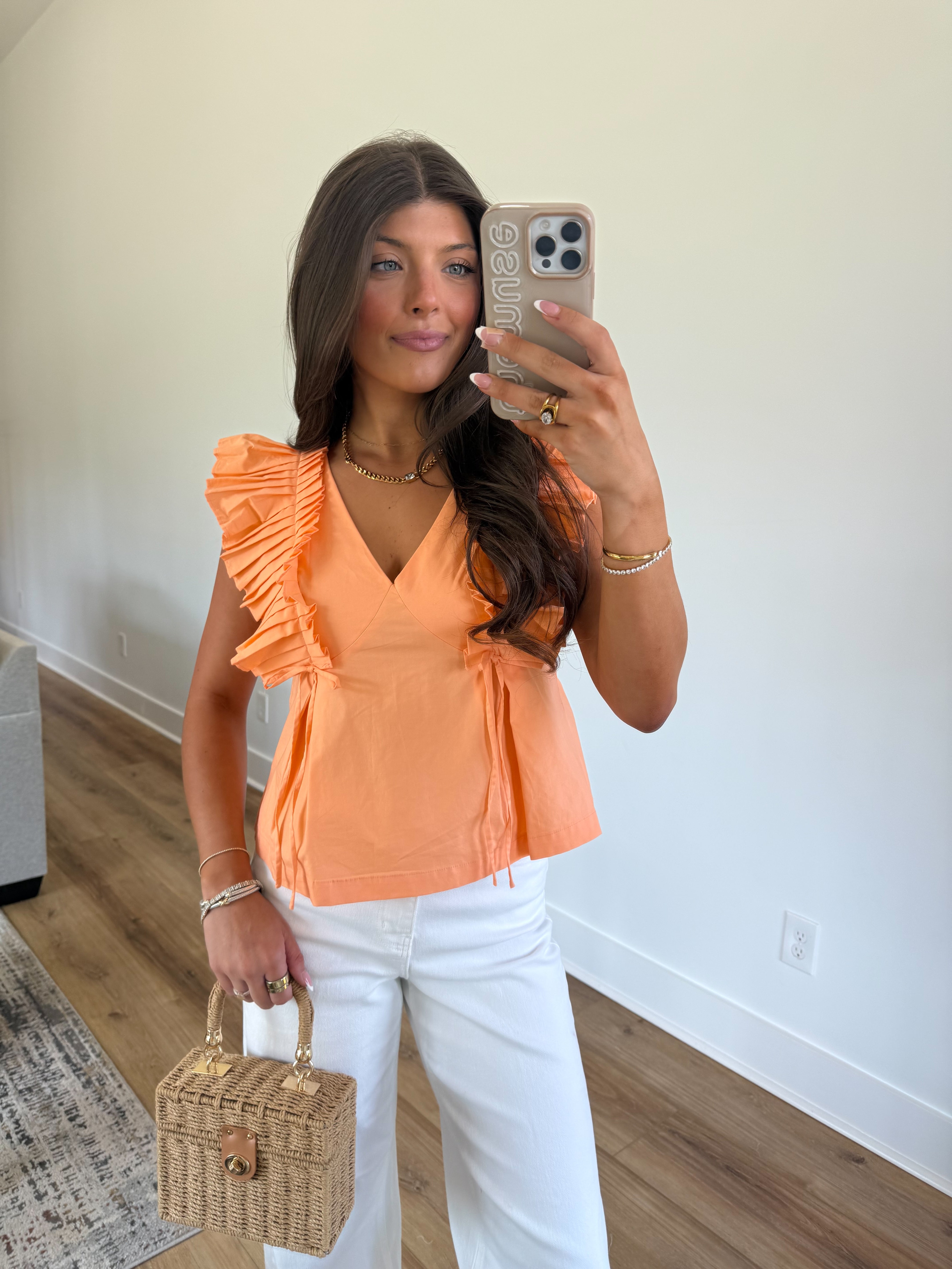 Tangerine Ruffle Top