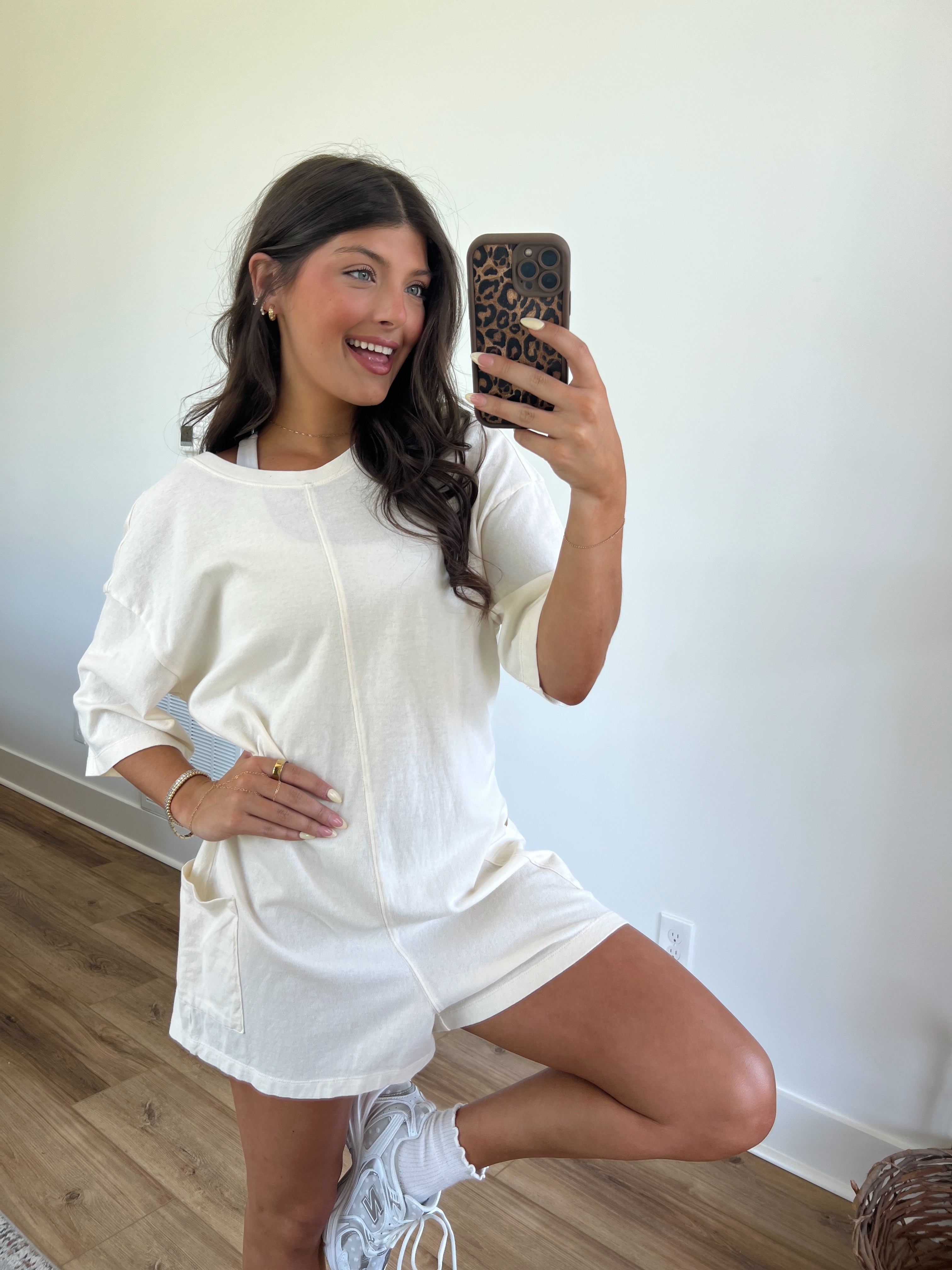 Oversized Tee Romper (Ivory)