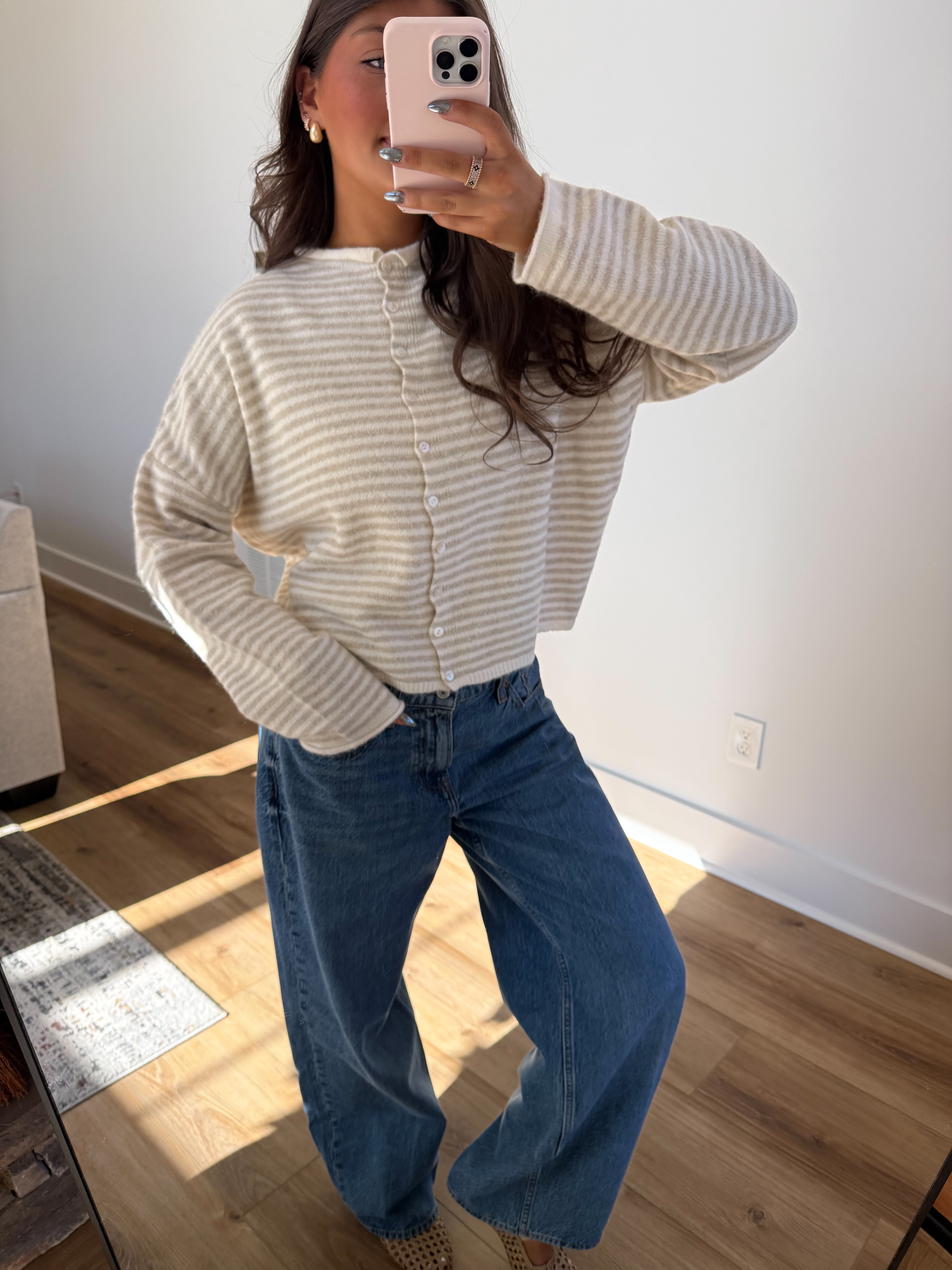 Best Dress Cardigan (Cream Stripes)