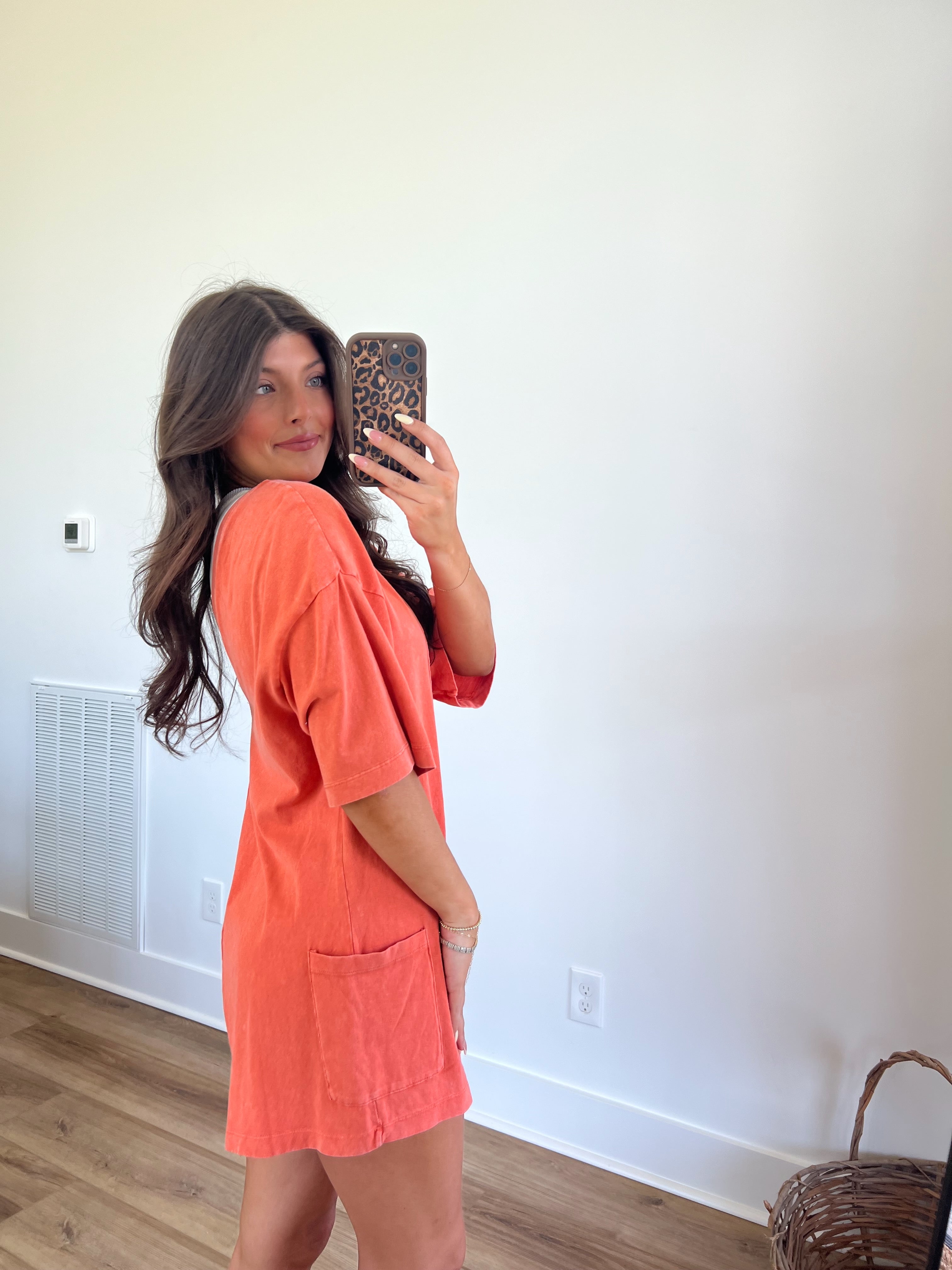 Oversized Tee Romper (Orange)