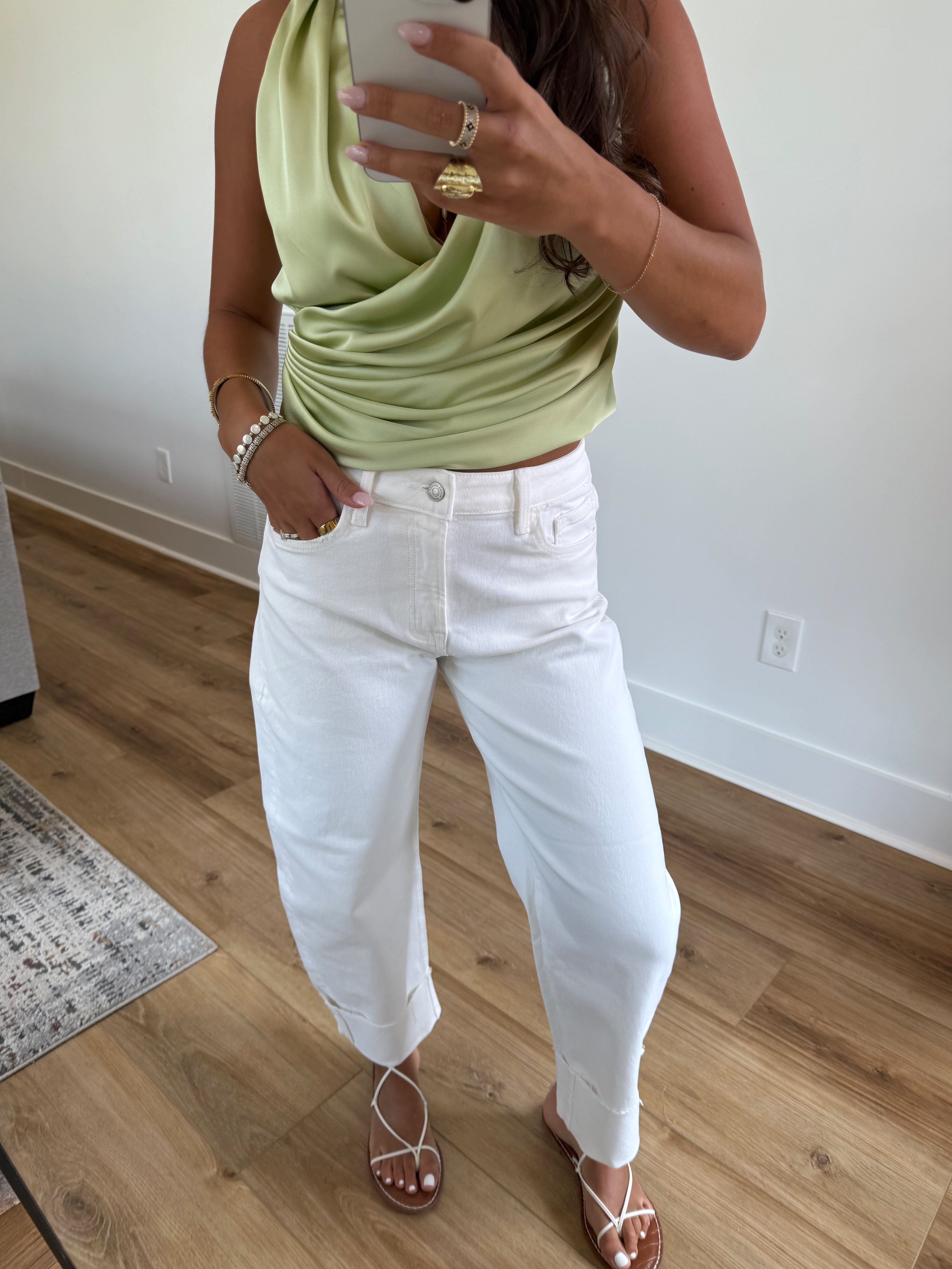 High Rise Cuffed Crop Barrel Jeans