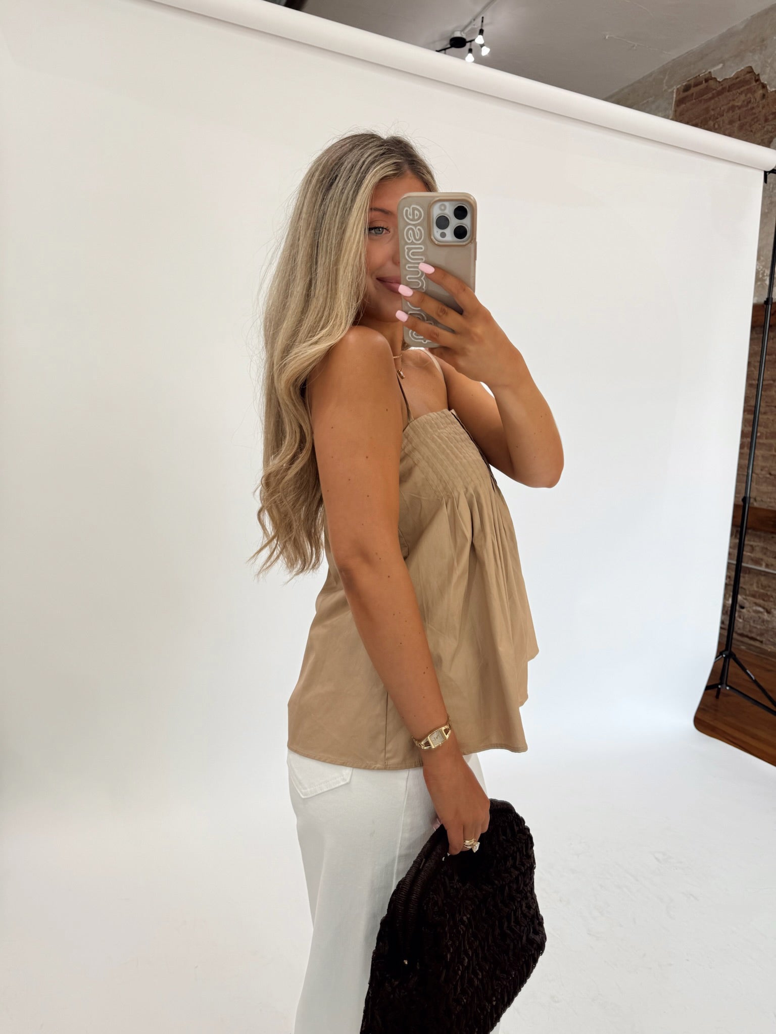 Sand Pleated Tank